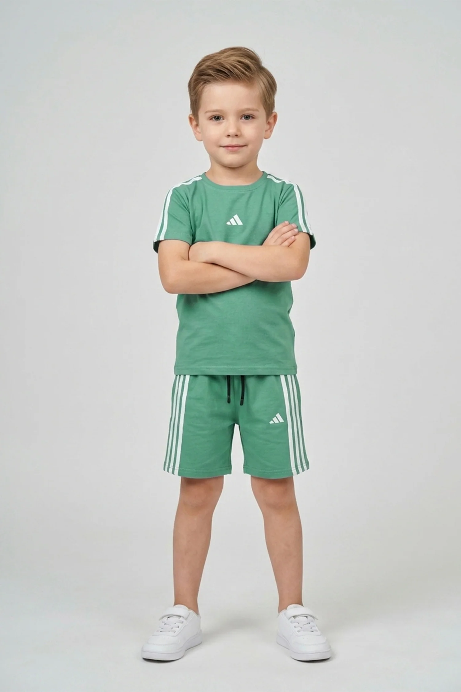 Adds 3-Stripes Tee Younger Kids Co-Ord Set In Light Green