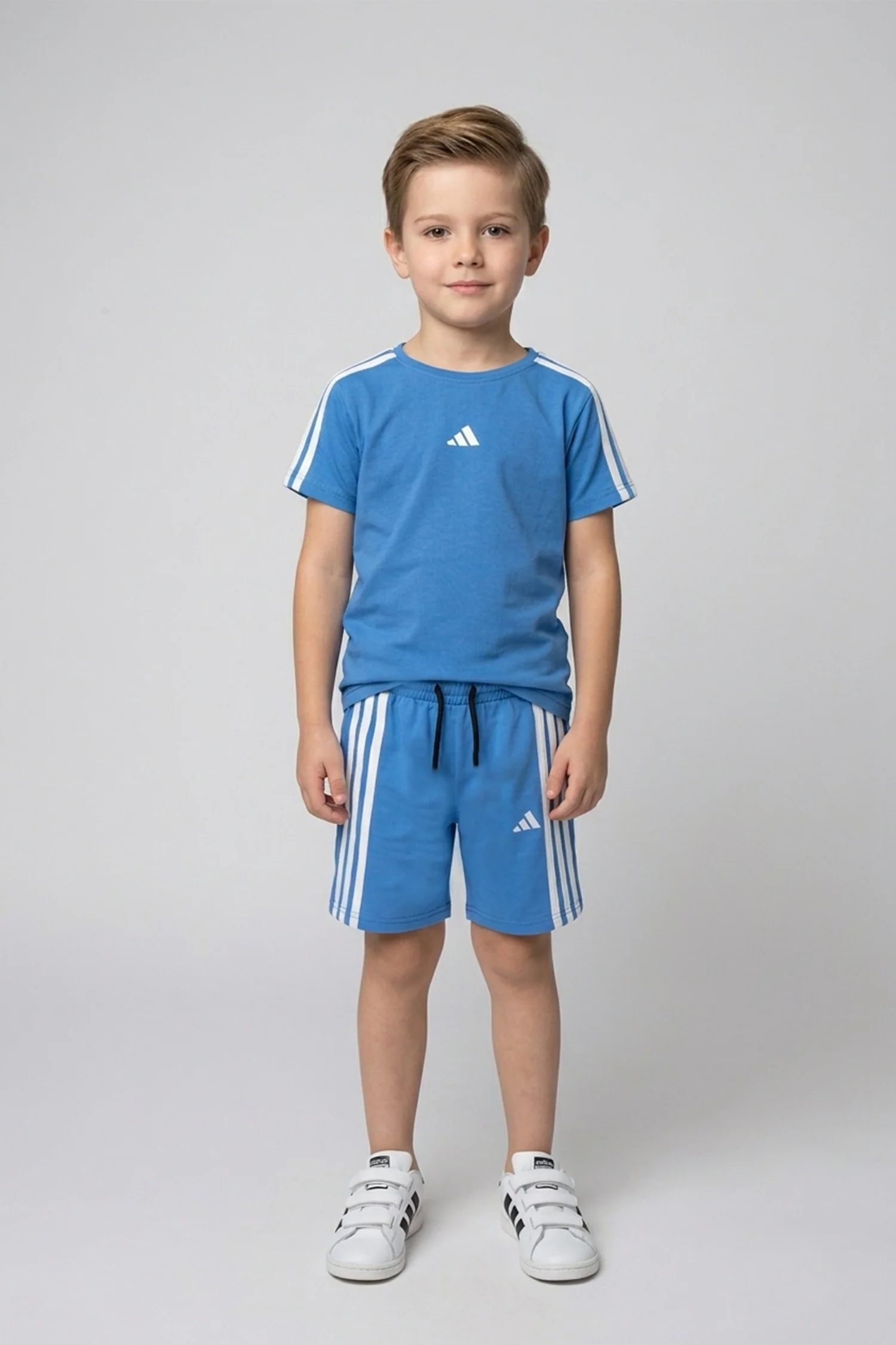 Adds 3-Stripes Tee Younger Kids Co-Ord Set In Sky Blue