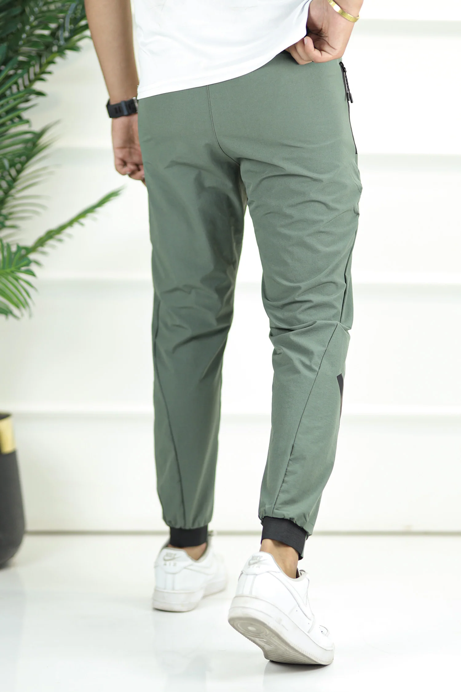 Adds Bottom Stripes Micro Premium Sportswear Trouser In Sea Green - Image 4