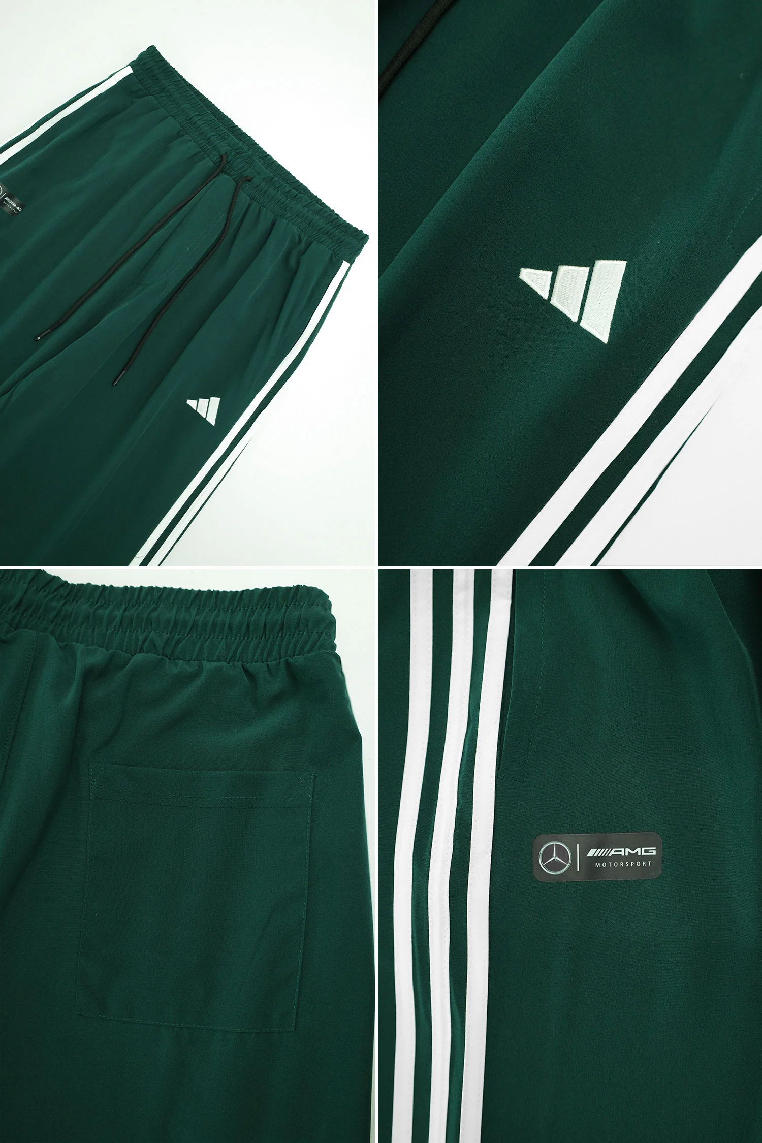 Adds Iconic Three-Stripe Detailing Loose Bottom Trouser In Green - Image 4