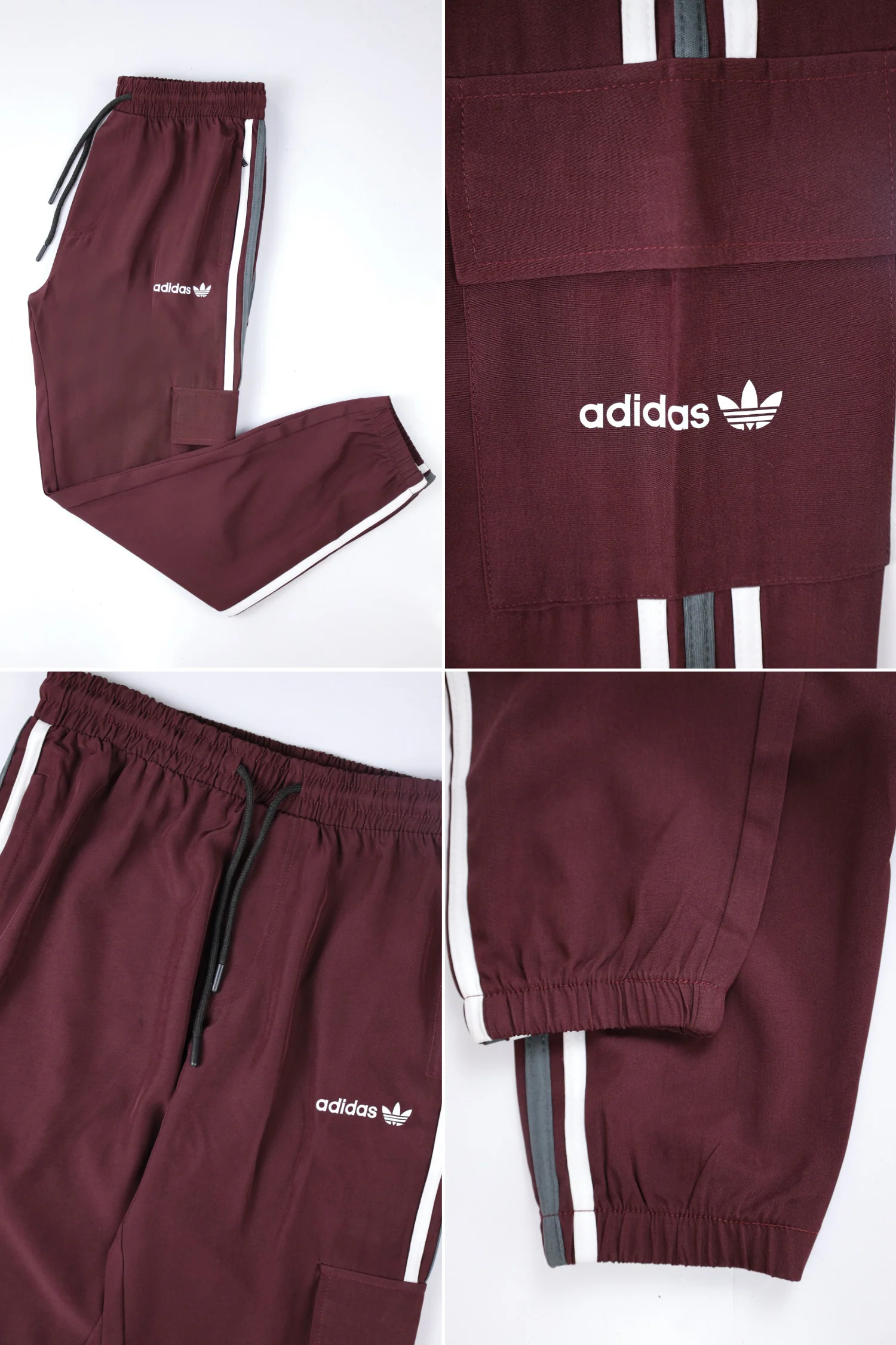 Adds Micro Stripes Slimfit Imported Sportswear Trouser In Plum - Image 6