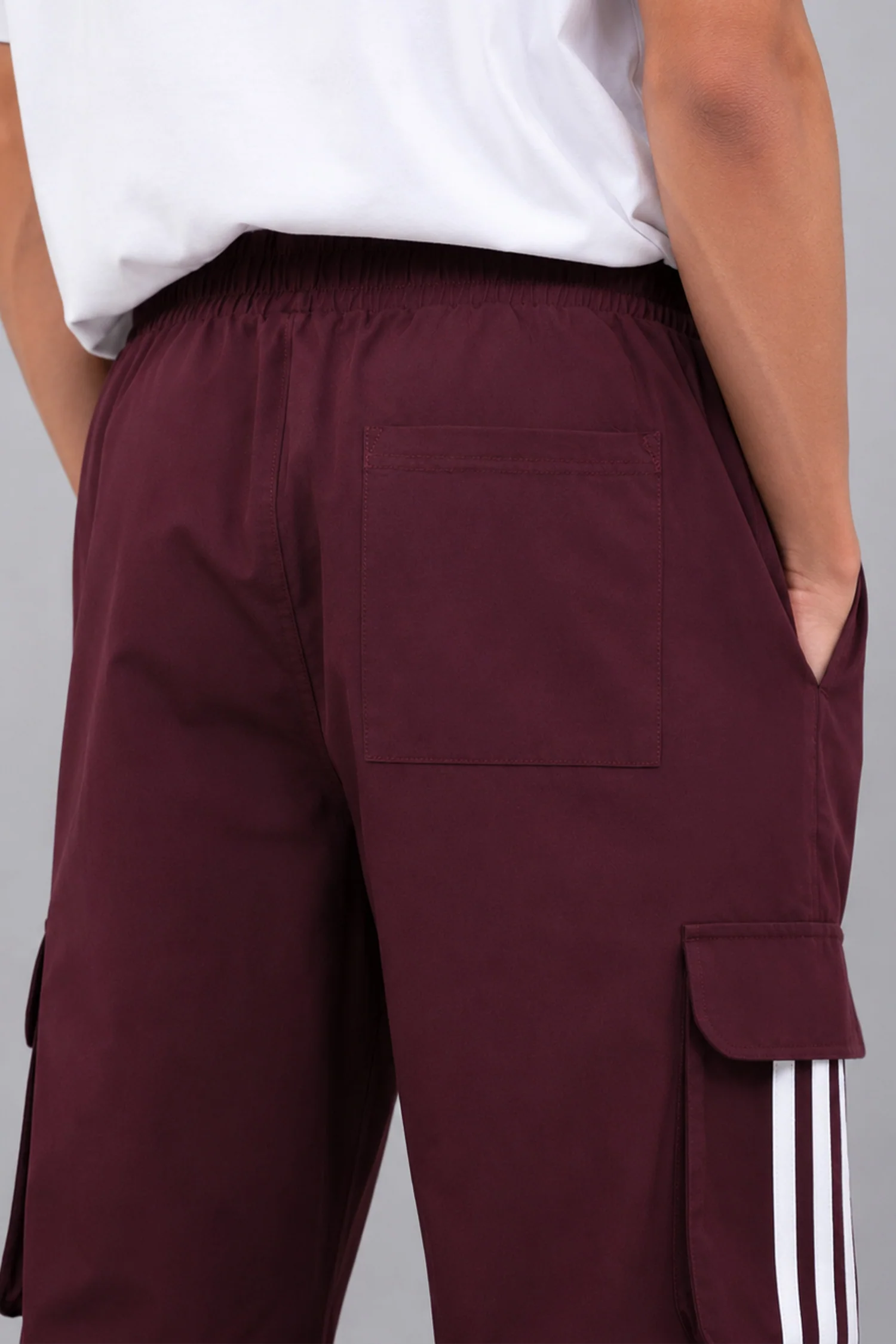 Adds Mid-Rise Pocket Side Stripe Loose Bottom Trouser In Plum - Image 3