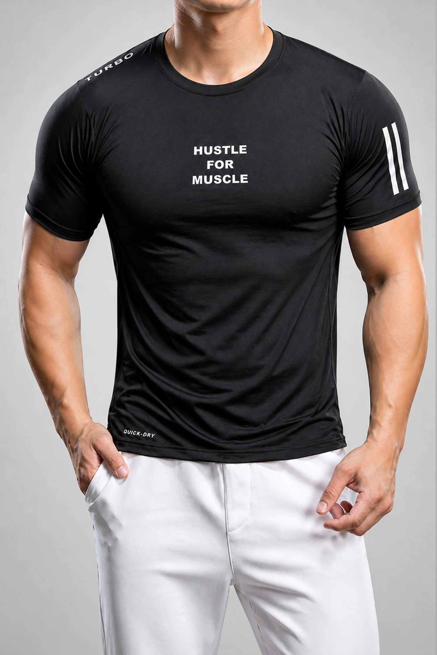 Turbo Hustle For Muscle Imp Dry-Fit Tee In Black