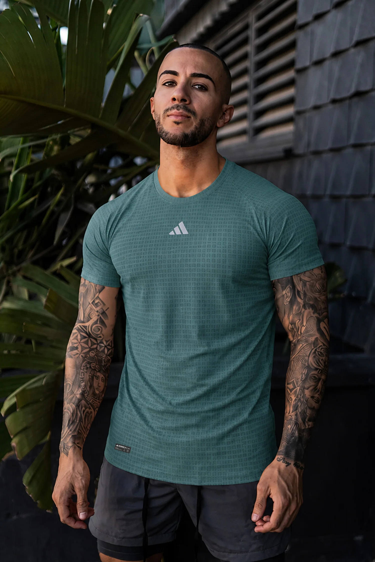 Adds Power 3-Stripes Training Imp Dry-Fit Tee In Sea Green