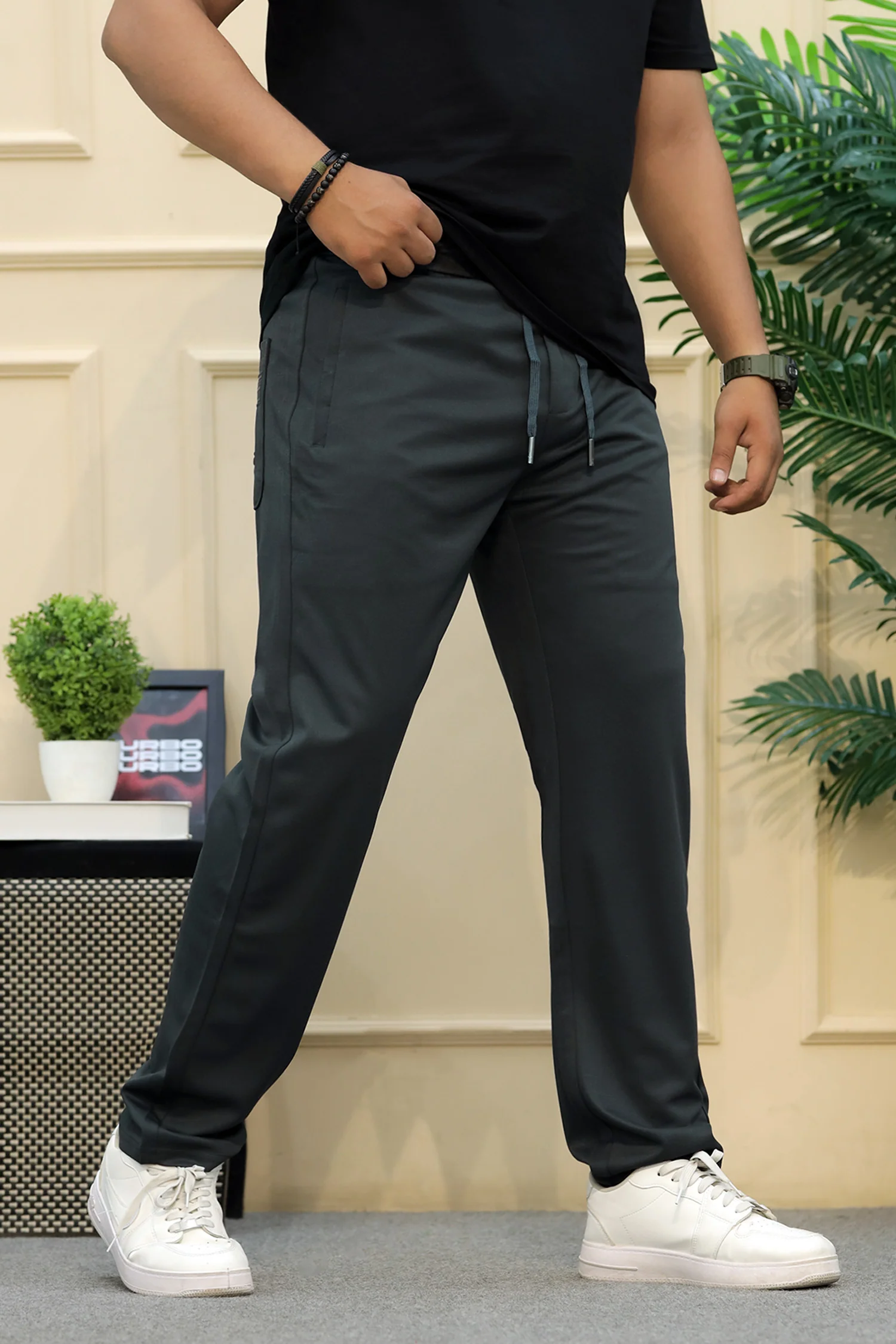 Adds Premium Aero-Fit Imported Slim-Fit Trouser In Dark Grey - Image 2