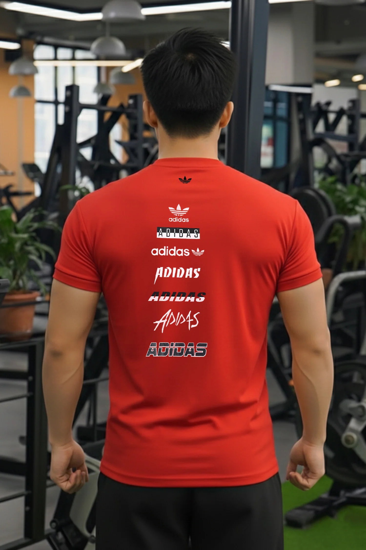 Adds Printed Logo Training Dry-Fit Tee In Red - Image 2