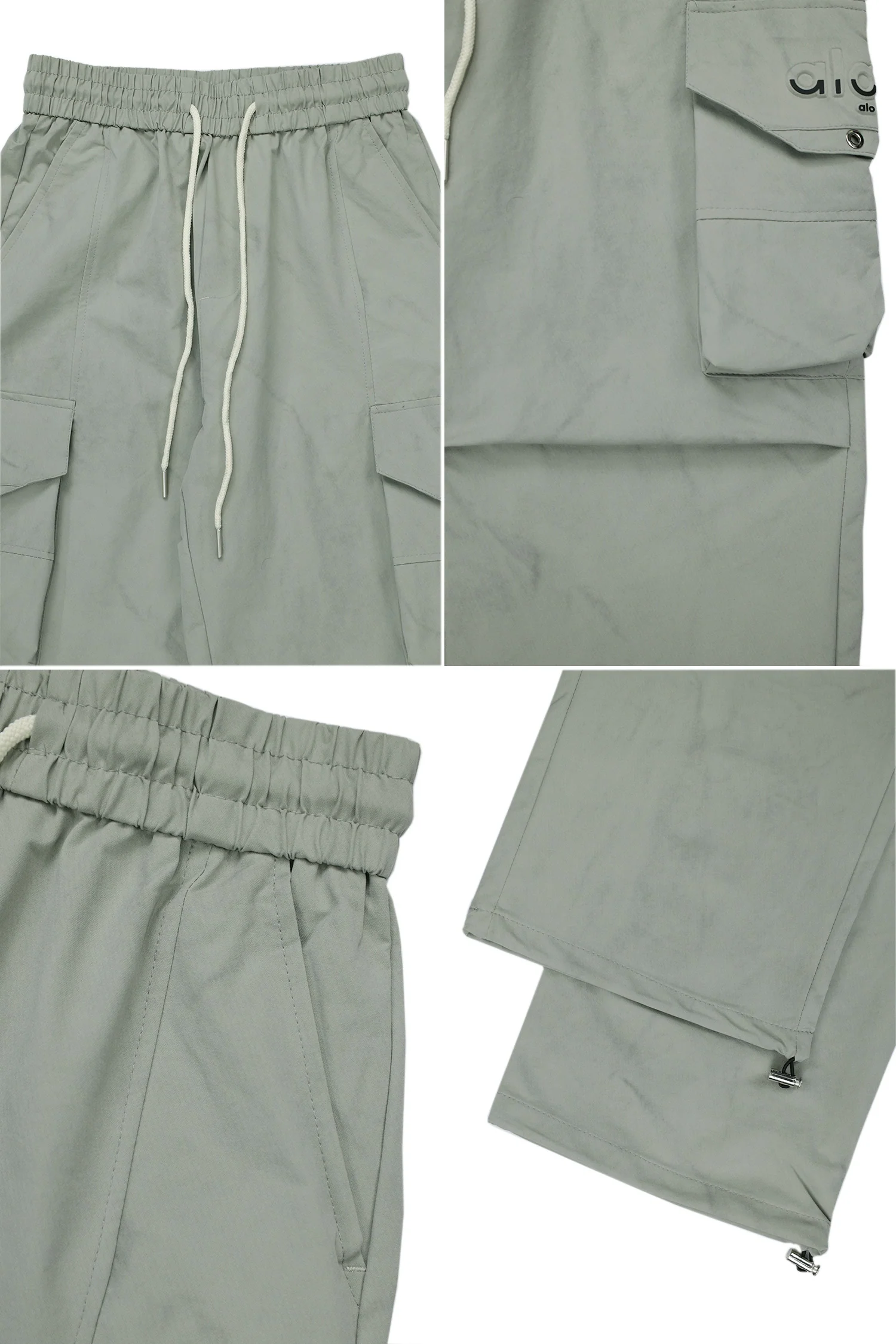 Alo Flap Closures With Side Pocket Loose Bottom Trouser In Light Grey - Image 3