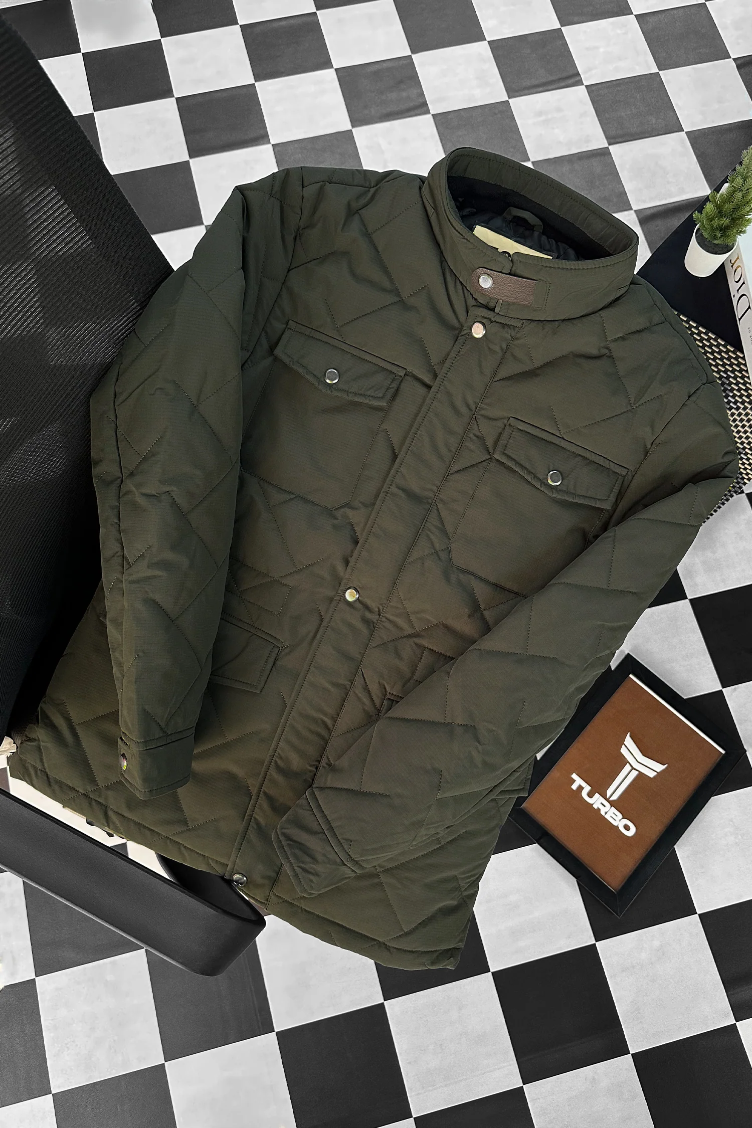 Button Placket Motif Imported Puffer Jacket - Image 12