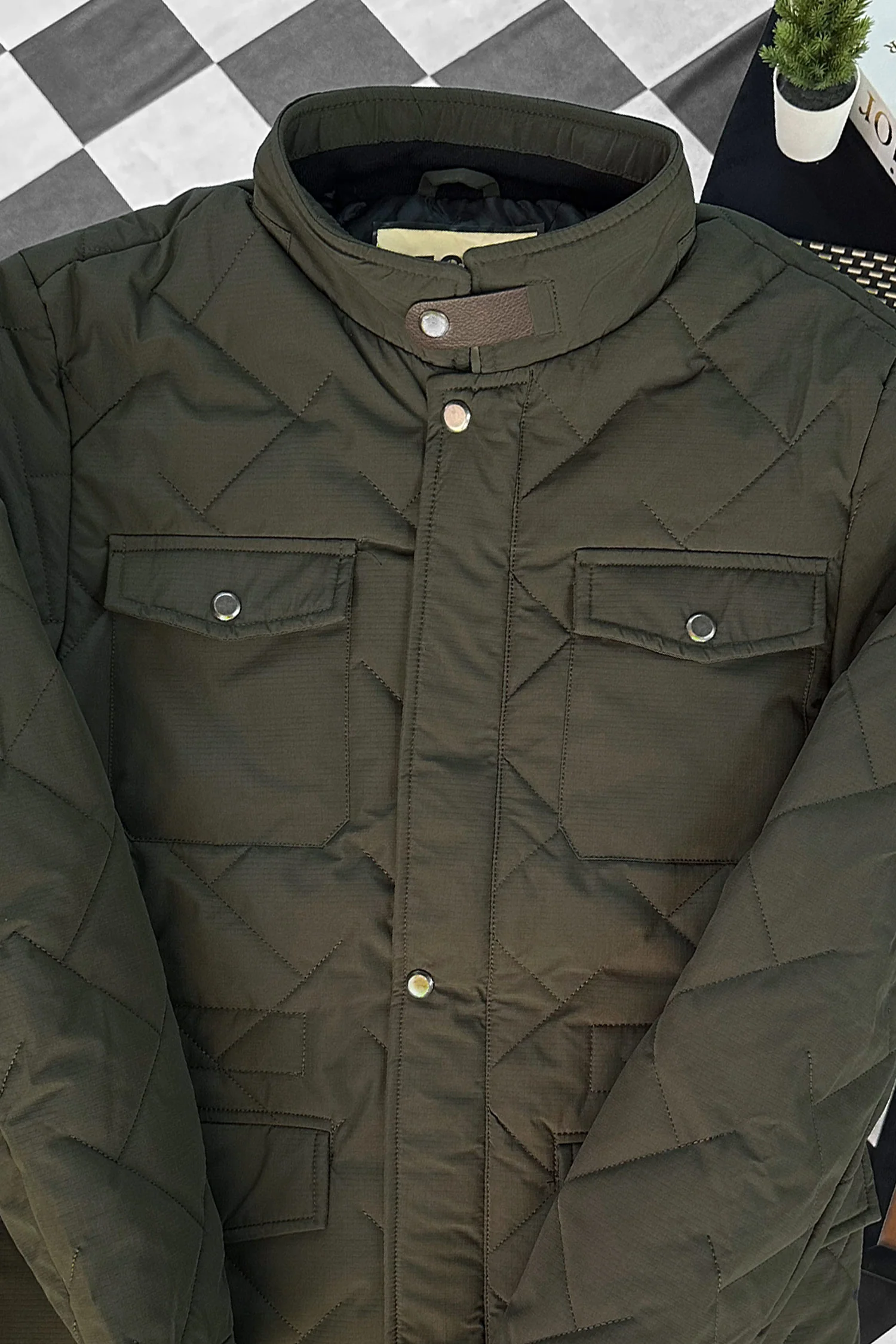 Button Placket Motif Imported Puffer Jacket - Image 13