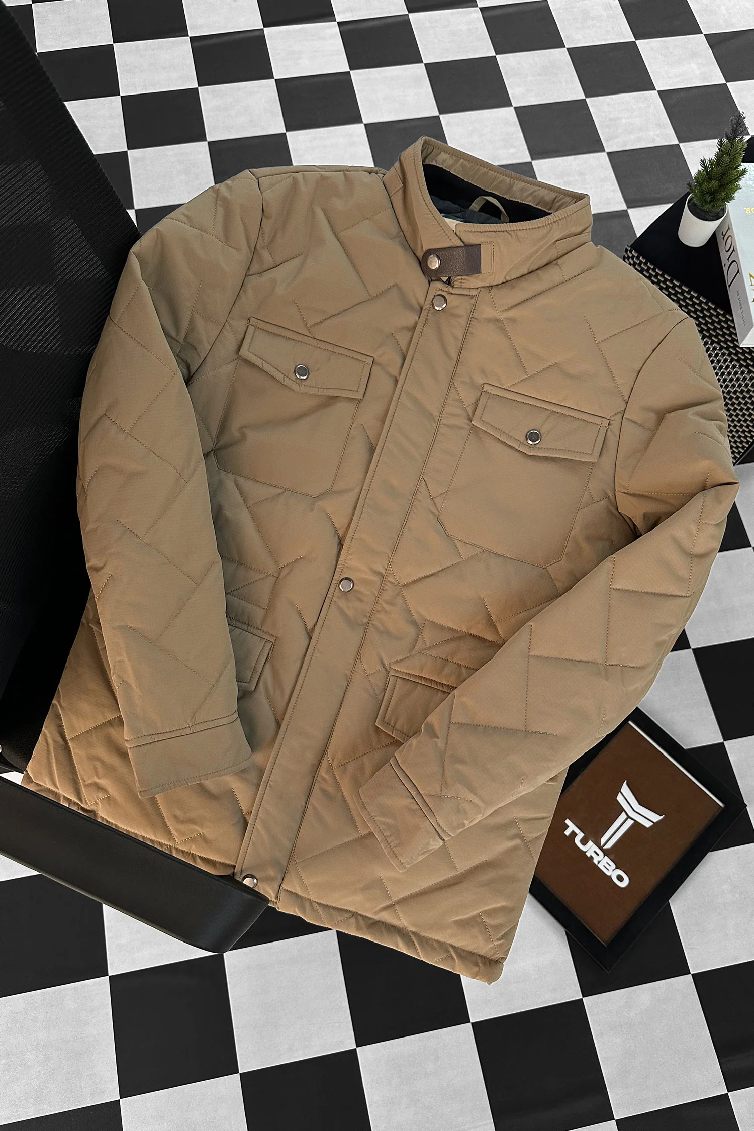 Button Placket Motif Imported Puffer Jacket - Image 17