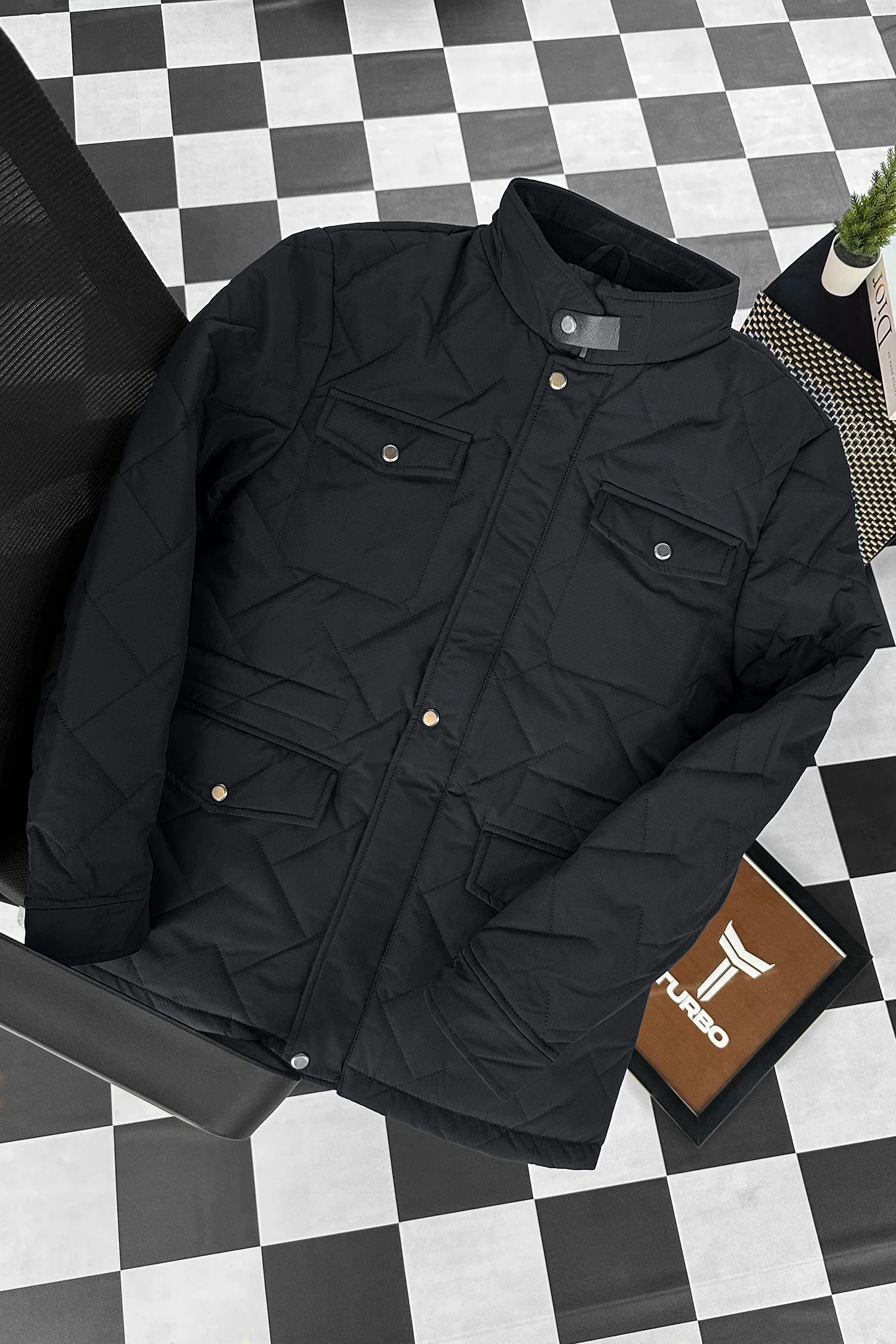 Button Placket Motif Imported Puffer Jacket - Image 7