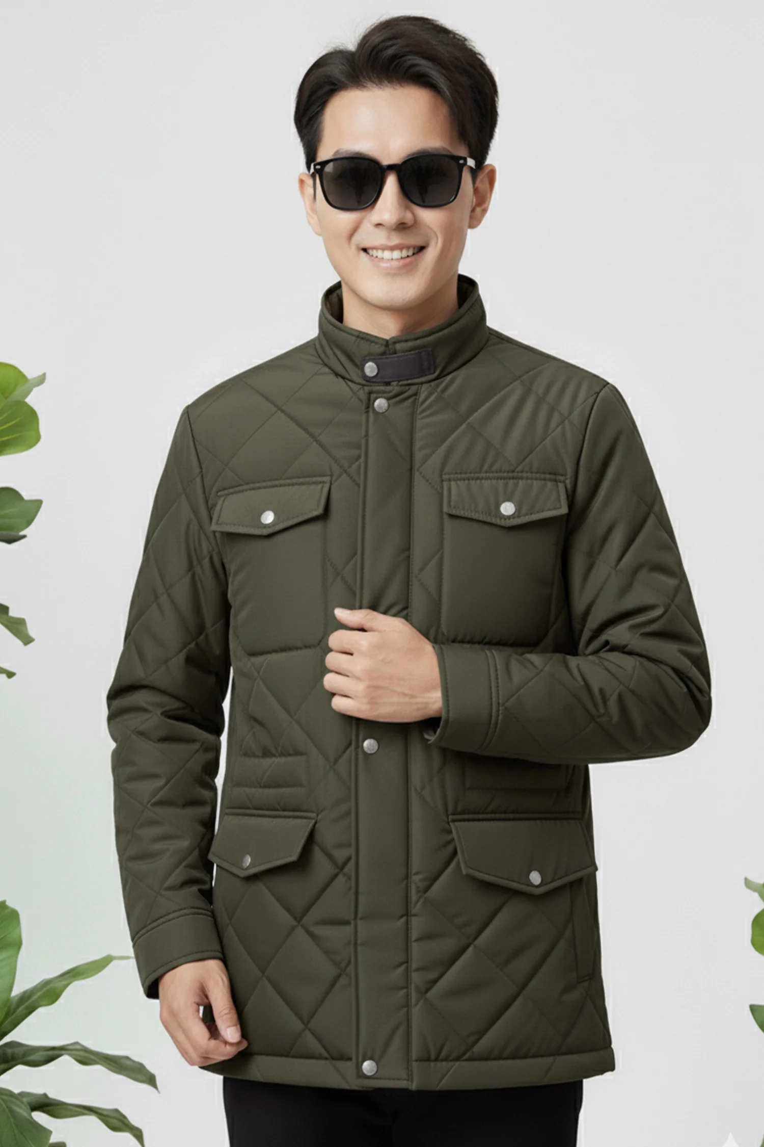 Button Placket Motif Imported Puffer Jacket - Image 11