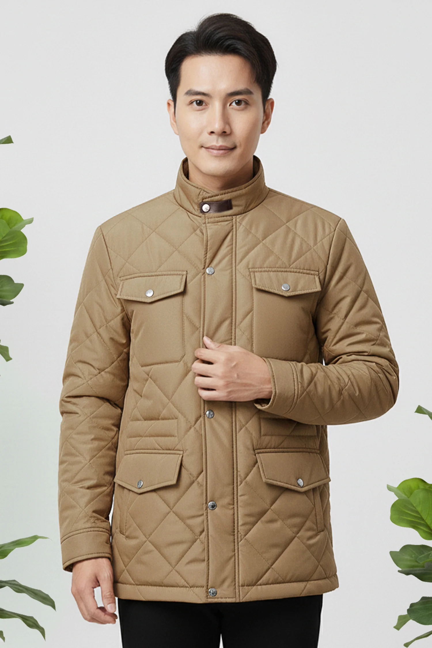 Button Placket Motif Imported Puffer Jacket - Image 16