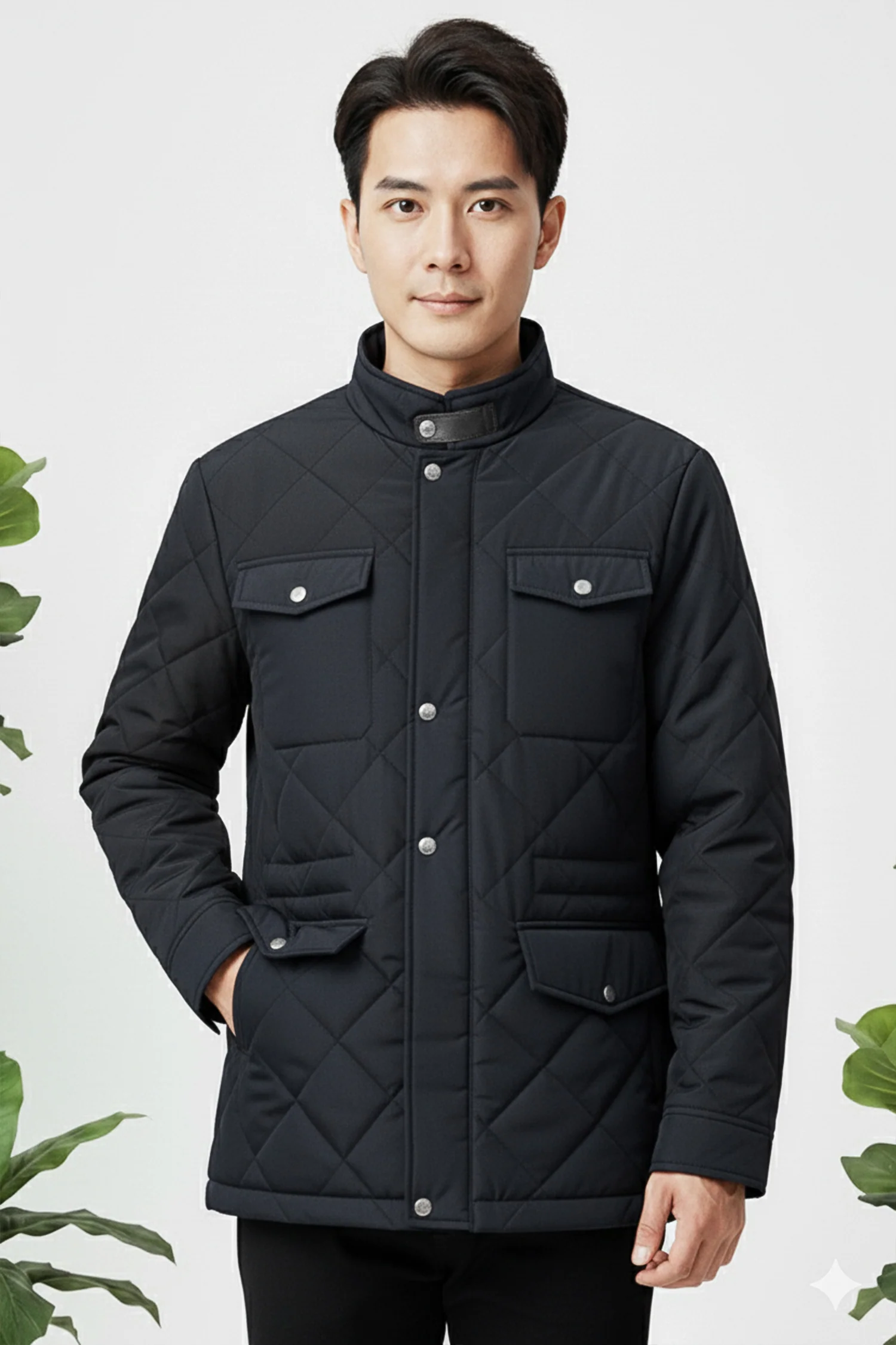 Button Placket Motif Imported Puffer Jacket - Image 6