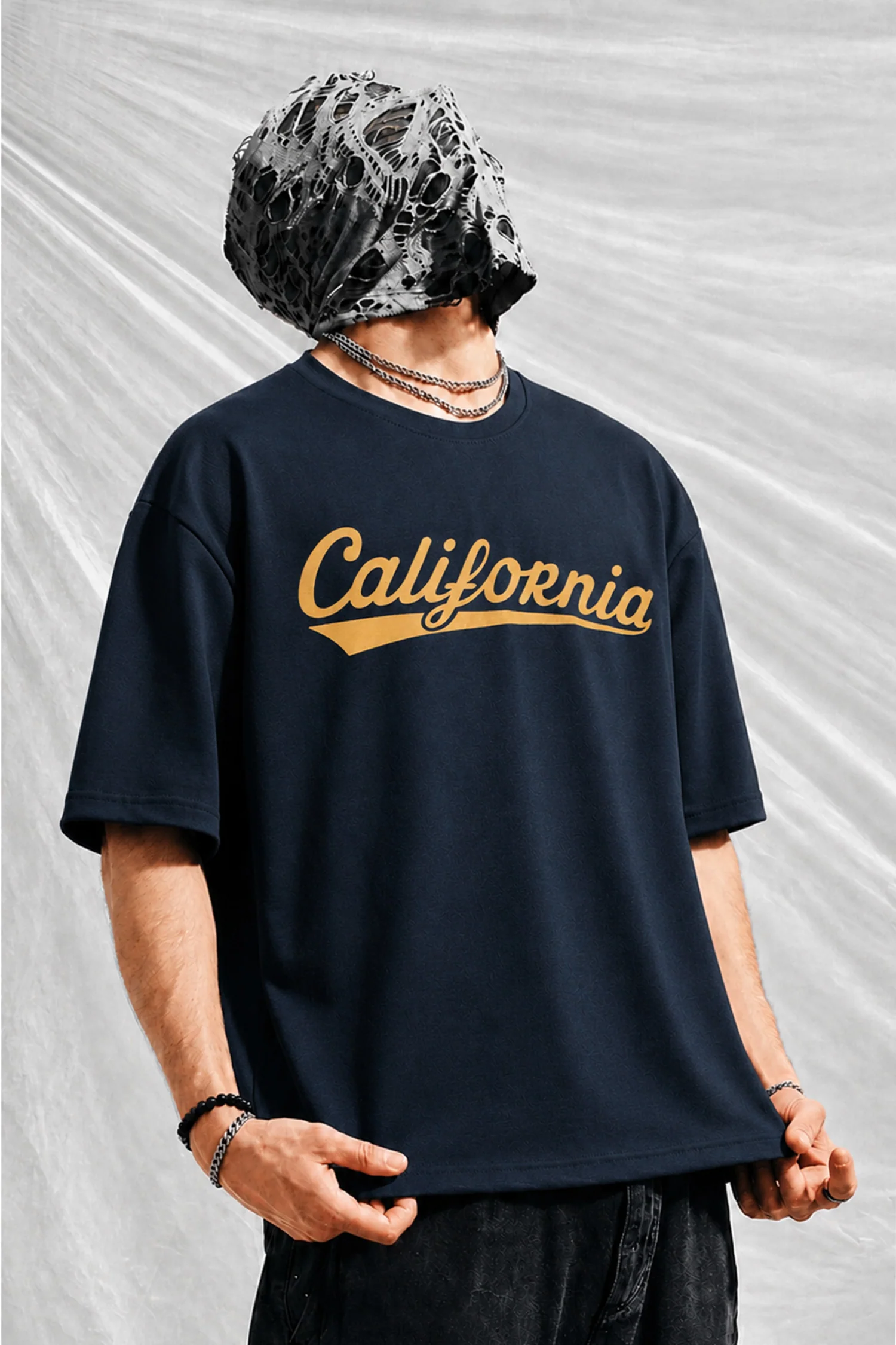 California Relaxed Graphic Oversize Tee In Dark Blue - Image 3