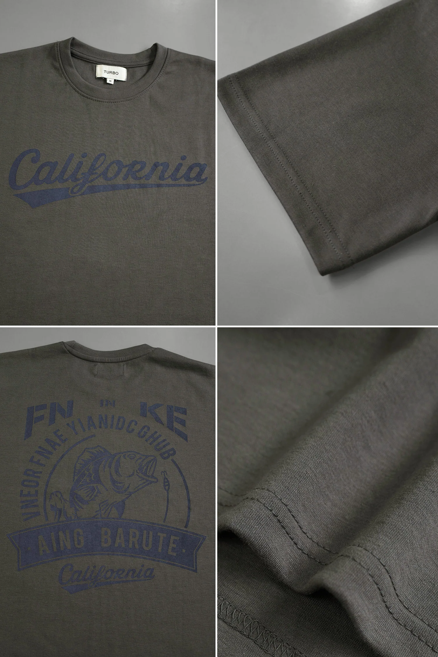 California Relaxed Graphic Oversize Tee In Dark Grey - Image 5