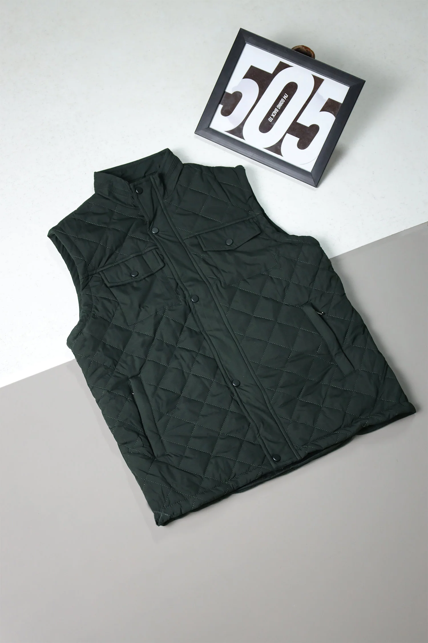 Funnel Neck Quilted Imported Men's Gilet - Image 5