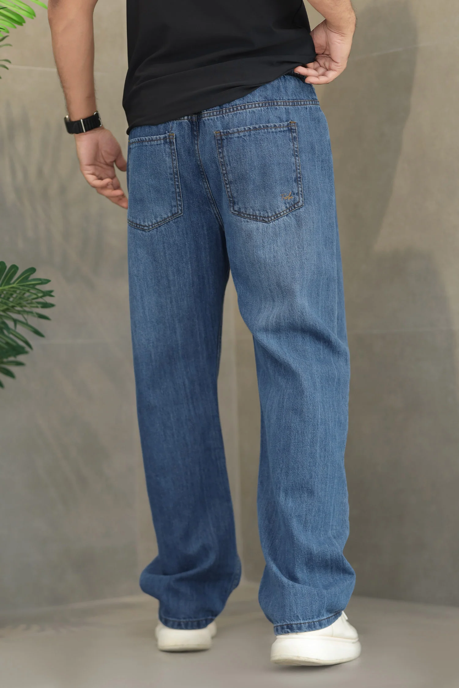 Denim 'Urban Skater' Comfort-Waist Baggy Jeans In Mid Blue - Image 3