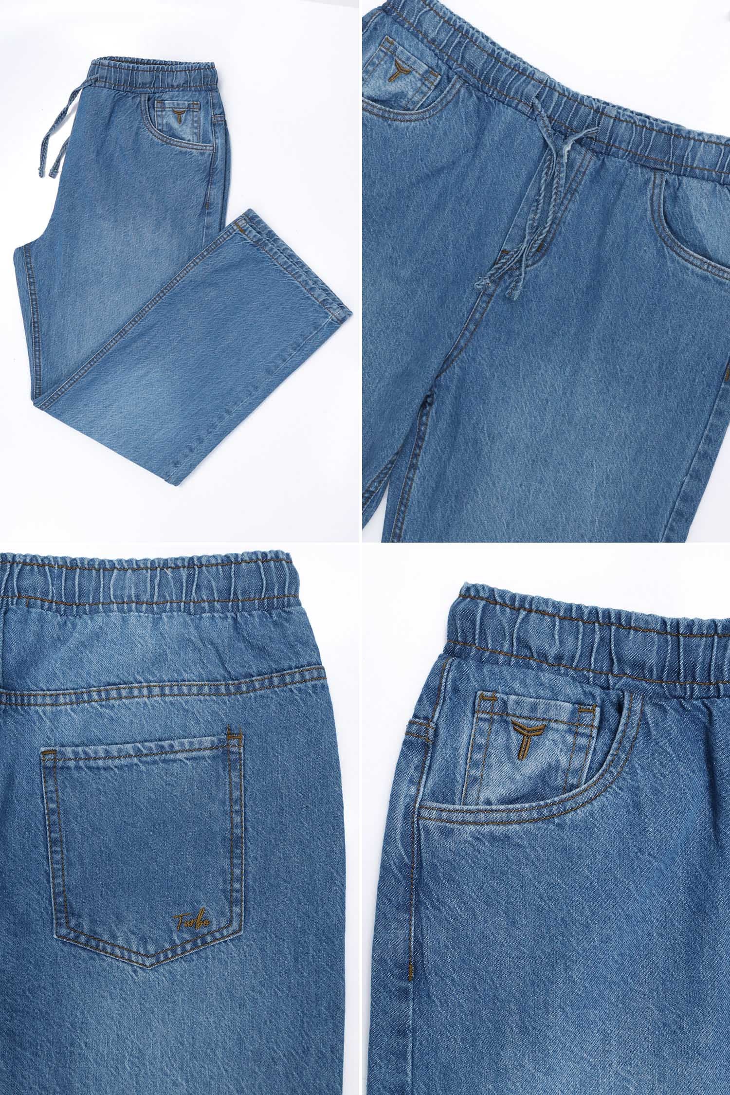 Denim 'Urban Skater' Comfort-Waist Baggy Jeans In Mid Blue - Image 4