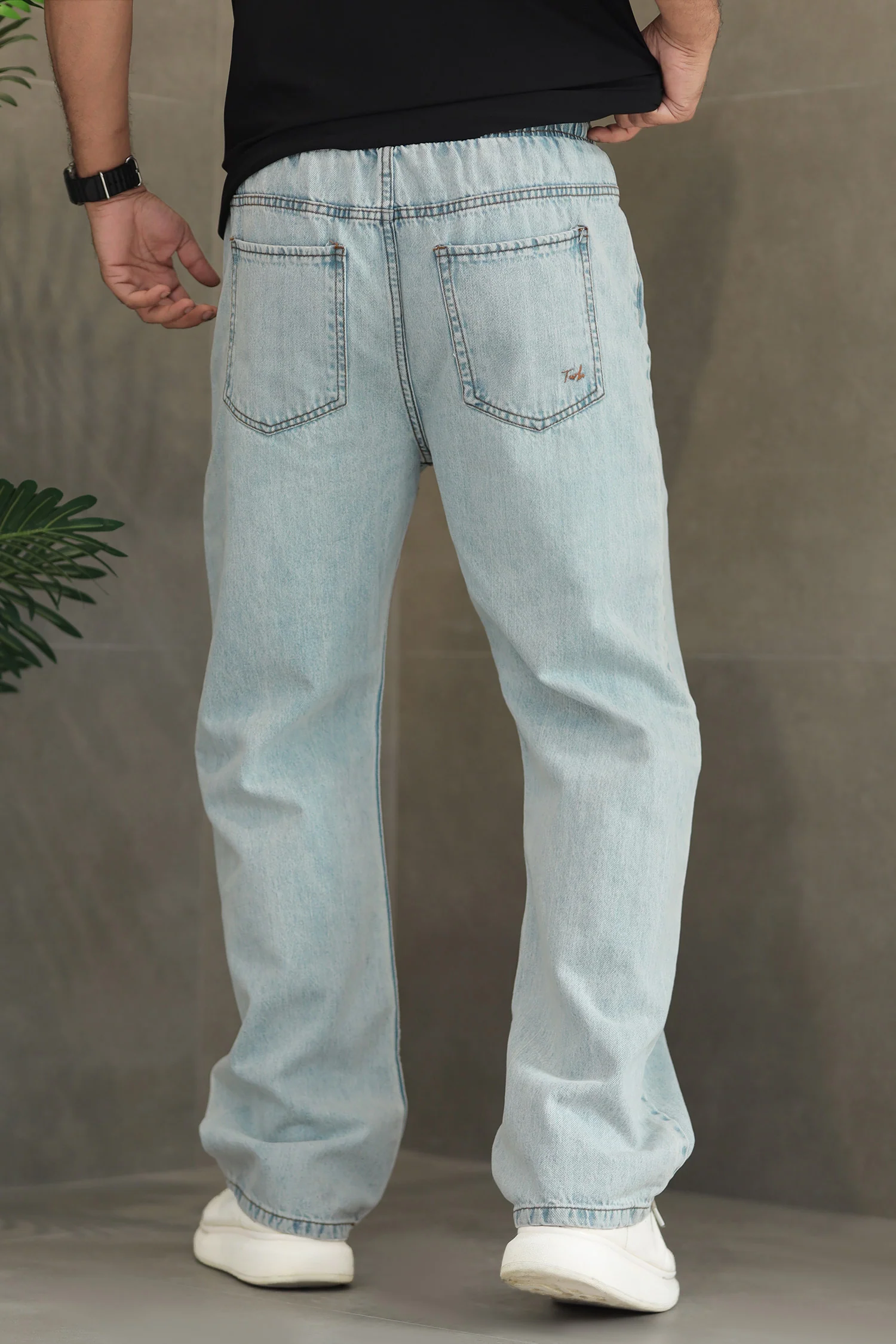 Denim 'Urban Skater' Comfort-Waist Baggy Jeans In Ice Blue - Image 3