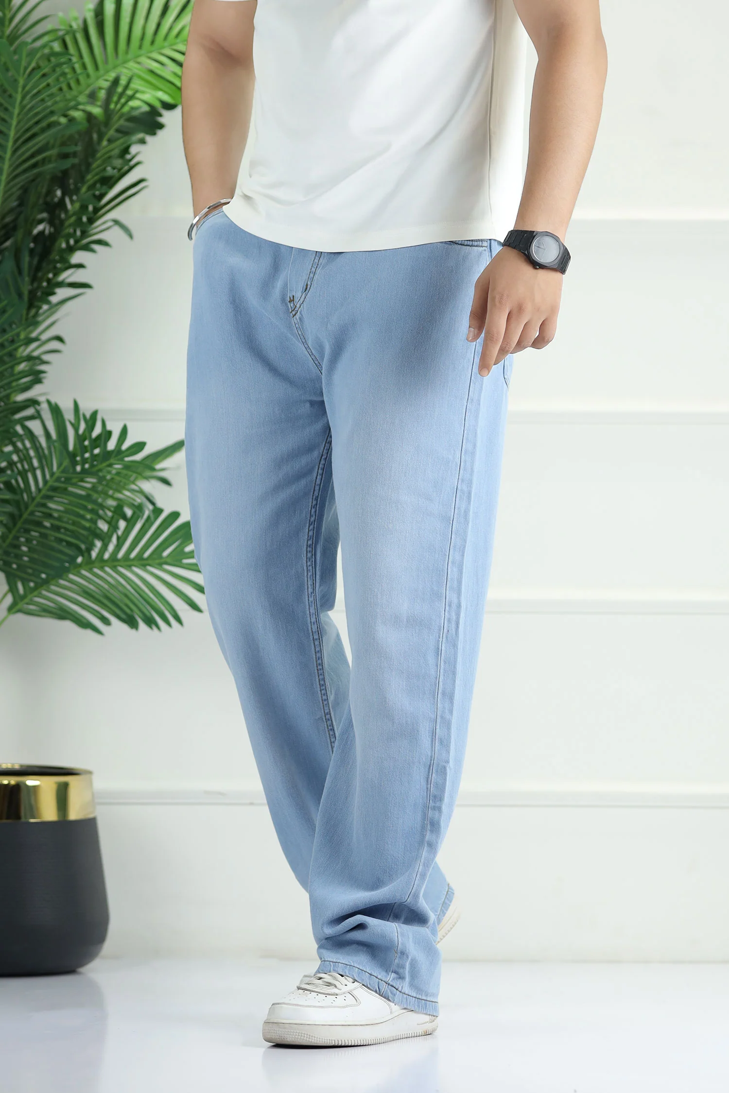 Denim 'Urban Skater' Comfort-Waist Baggy Jeans In Sky Blue