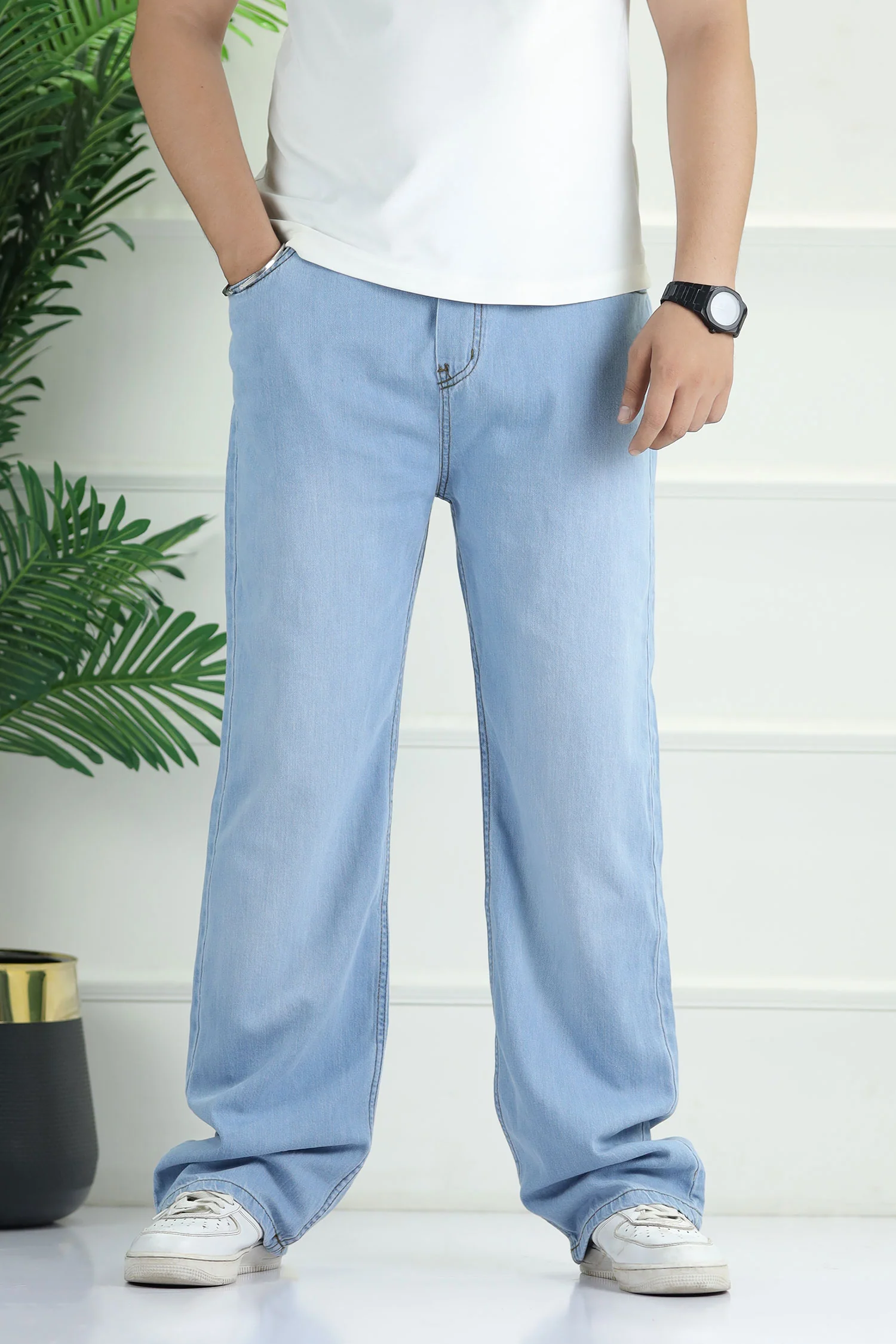 Denim 'Urban Skater' Comfort-Waist Baggy Jeans In Sky Blue - Image 2