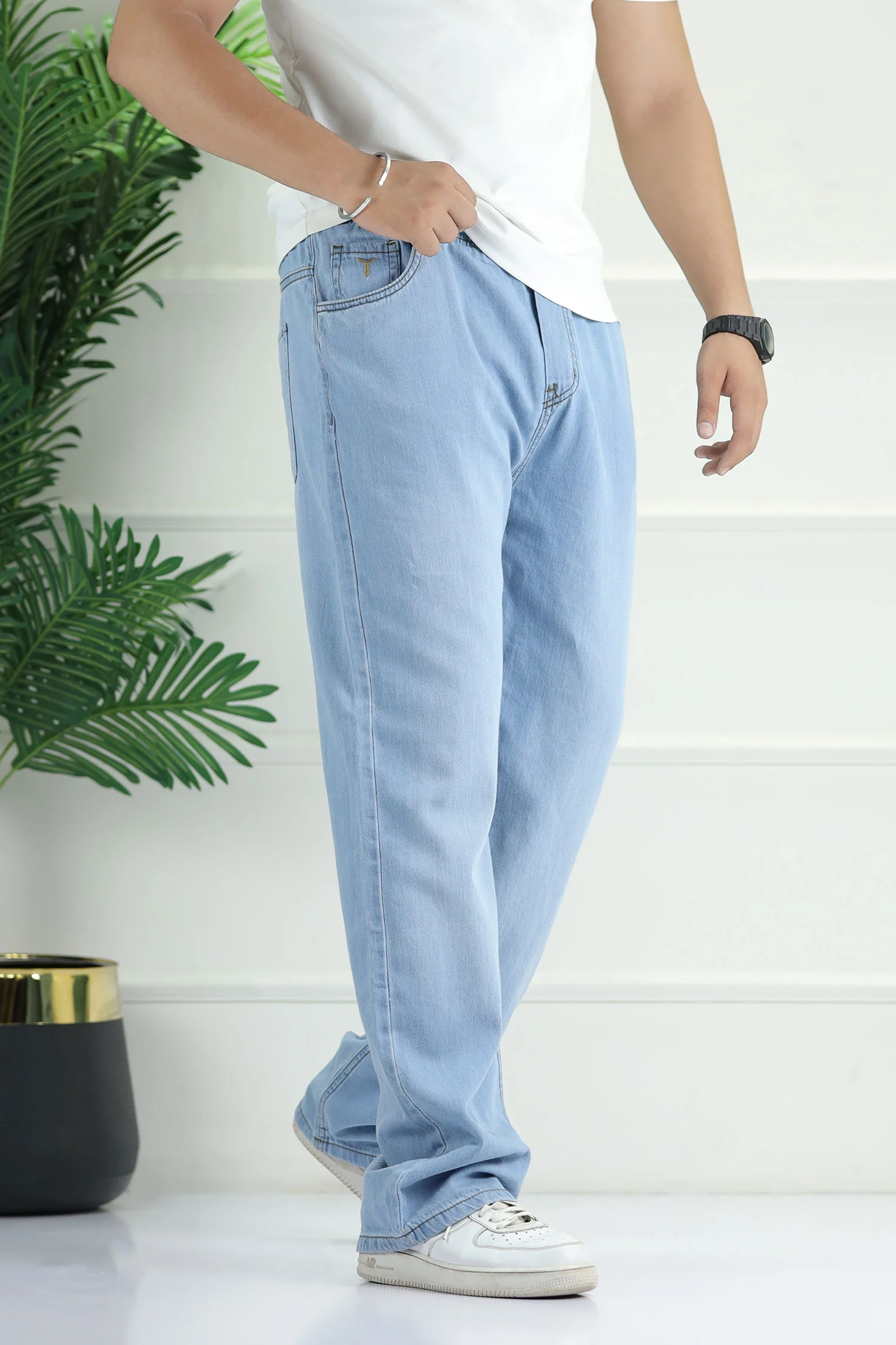 Denim 'Urban Skater' Comfort-Waist Baggy Jeans In Sky Blue - Image 3