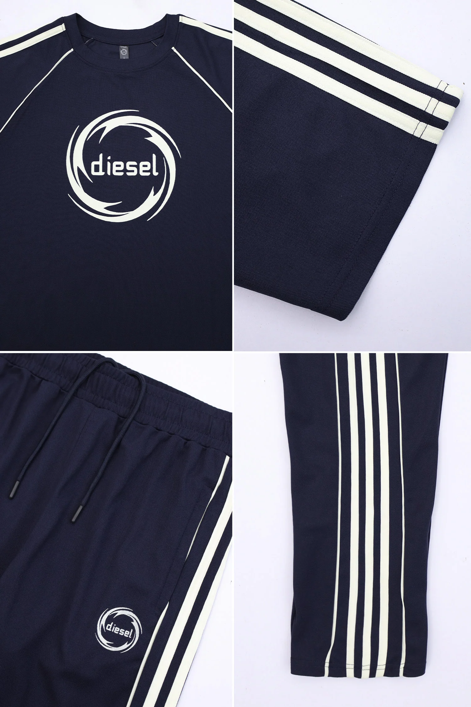 Desel Bruseant Side Striped Men's Tracksuit In Dark Navy - Image 4