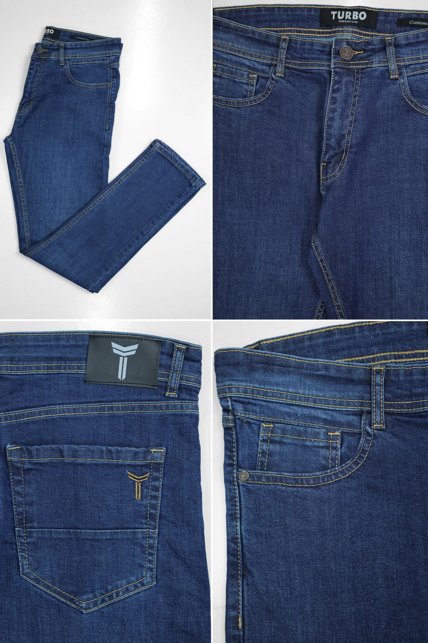 Turbo 'UrbanFlex' Slim-Fit Jeans In Dark Navy - Image 4