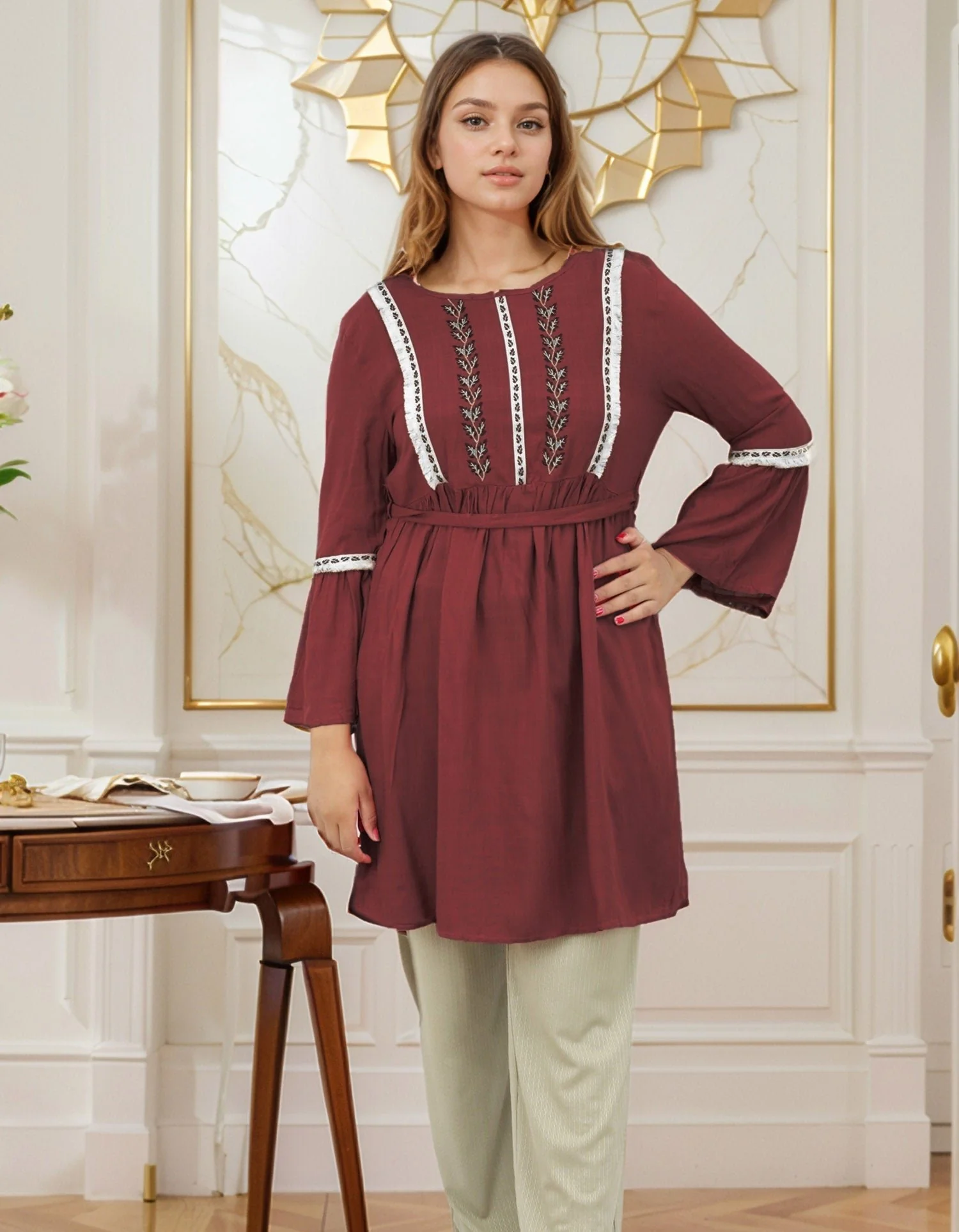 Embroidered Design Floral Motif Turkish Imported Top - Image 7