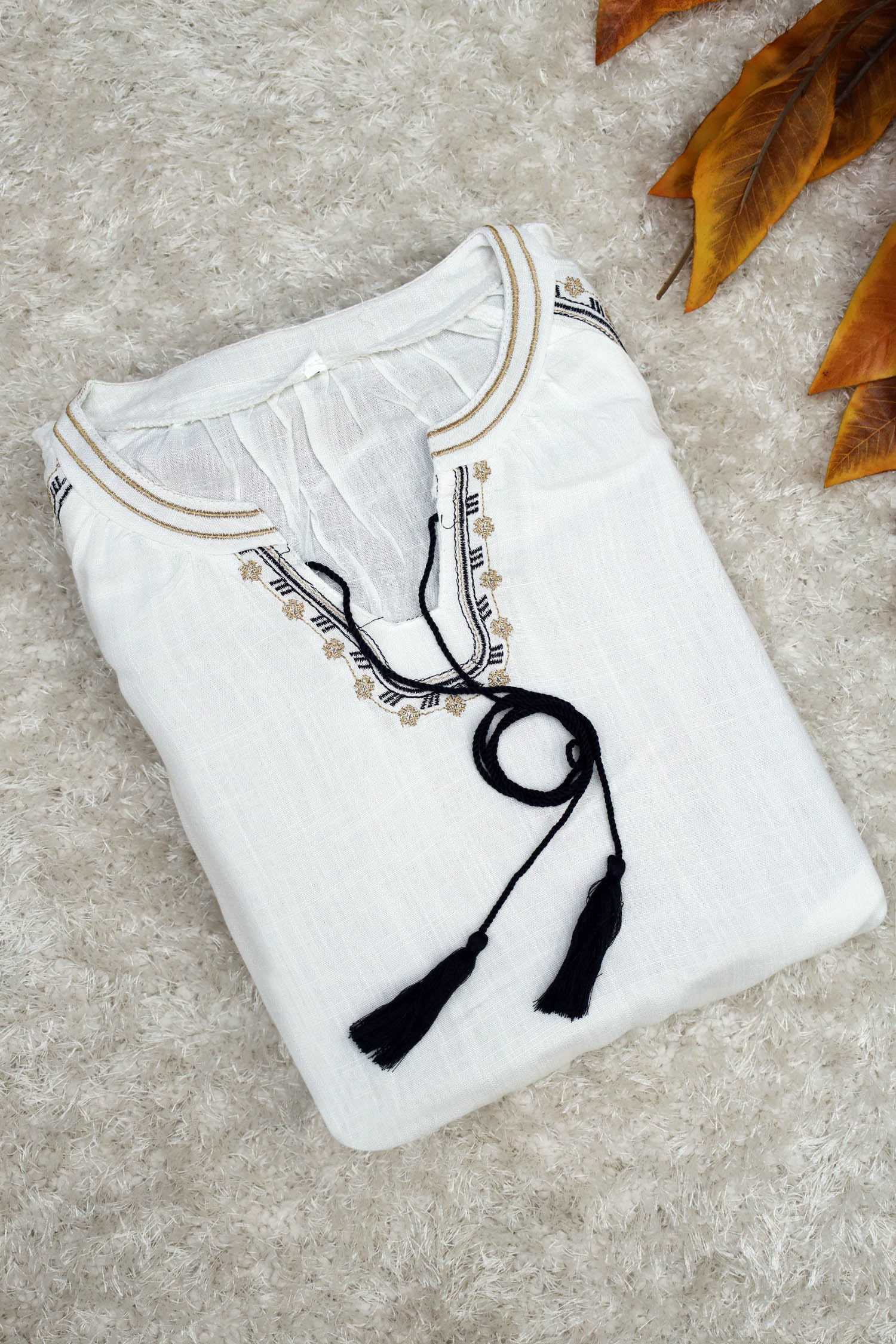 Embroidered Design Puff Sleeve Turkish Imported Top - Image 4