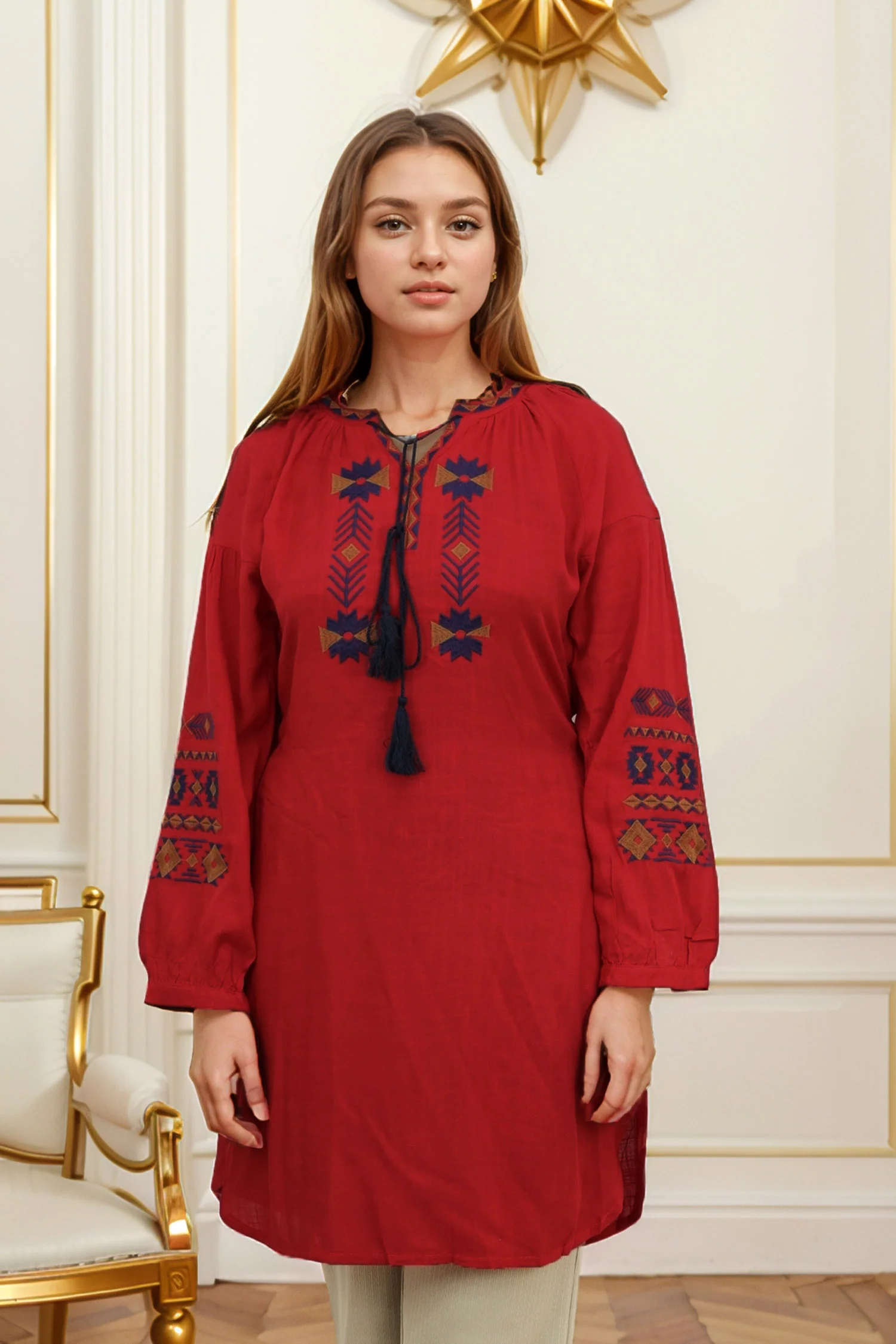 Embroidery Design Self Fabric Turkish Imported Top - Image 11