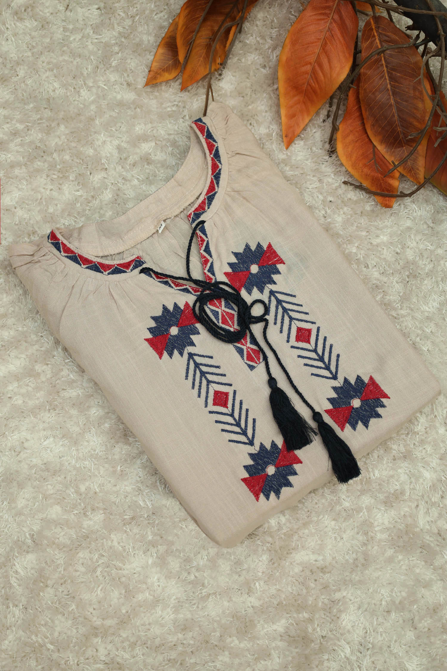 Embroidery Design Self Fabric Turkish Imported Top - Image 17