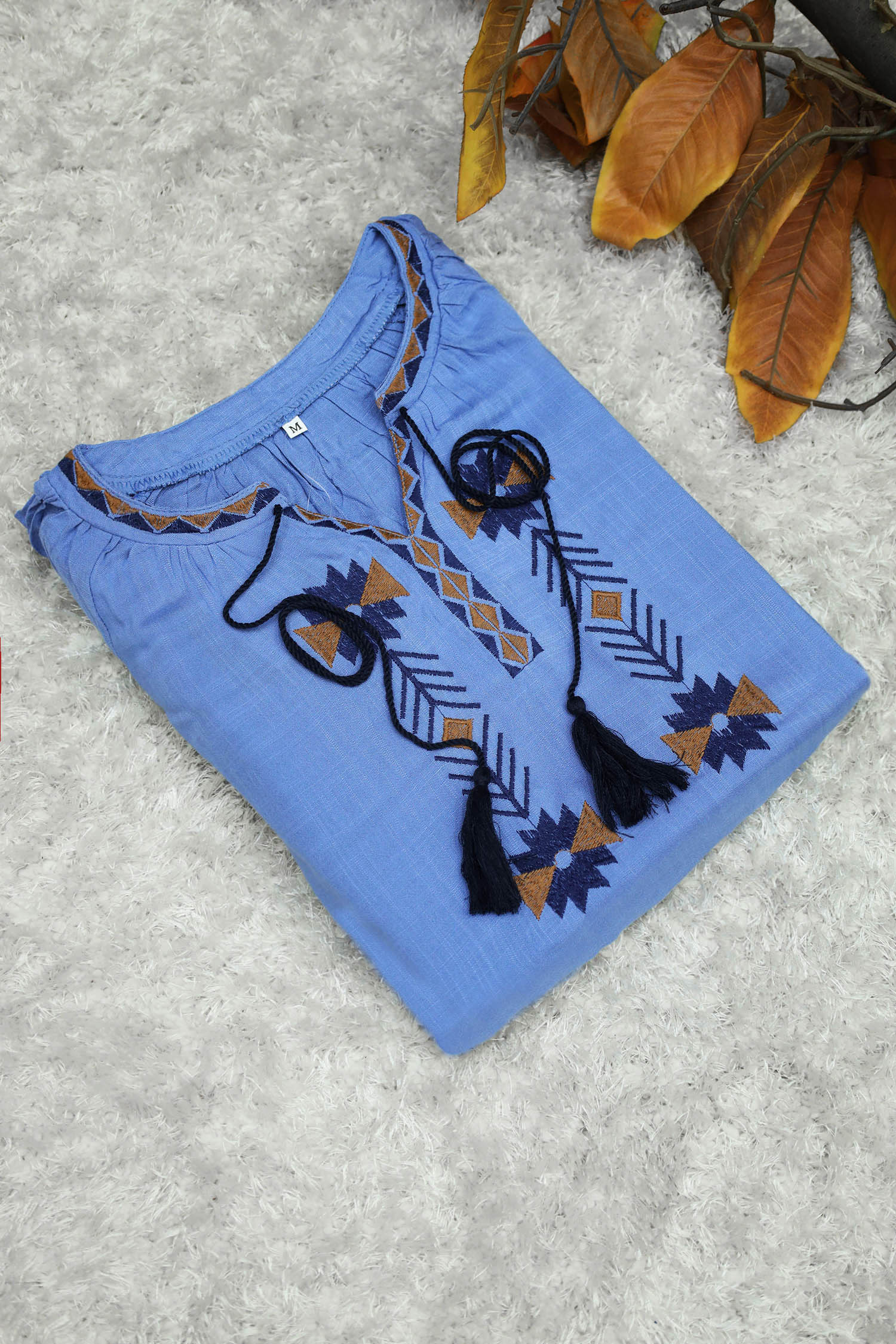 Embroidery Design Self Fabric Turkish Imported Top - Image 9