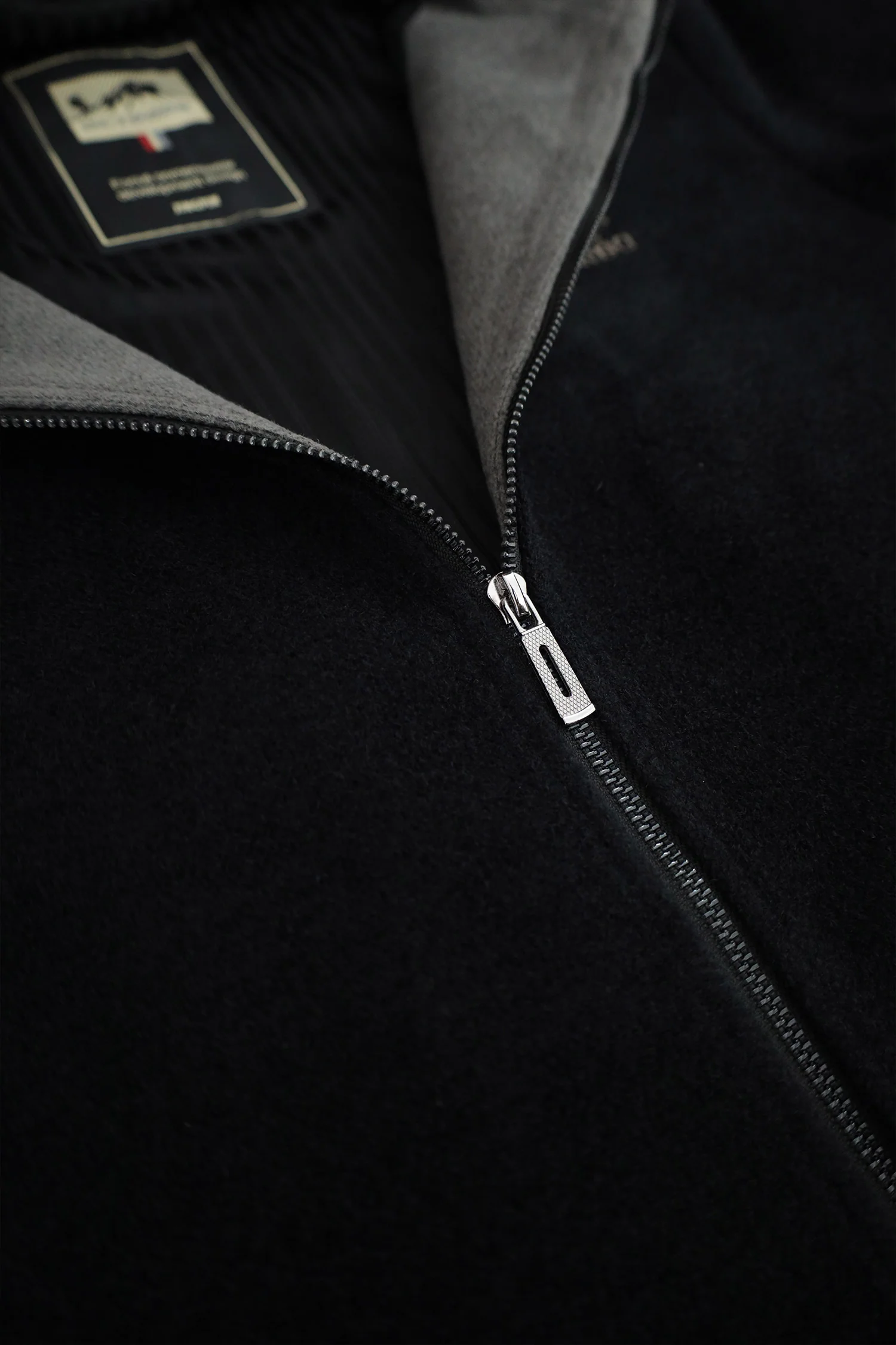 Front Logo Style Imported Men's Woollen Jacket In Black - Image 3