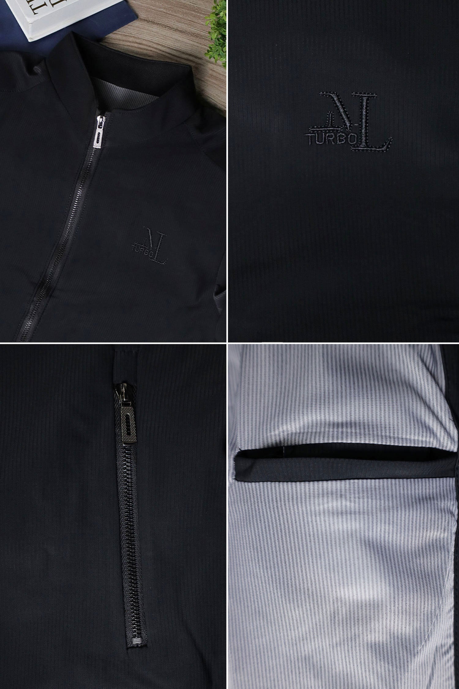 Full-Zip Bomber Imported Light Weight Jacket In Black - Image 4