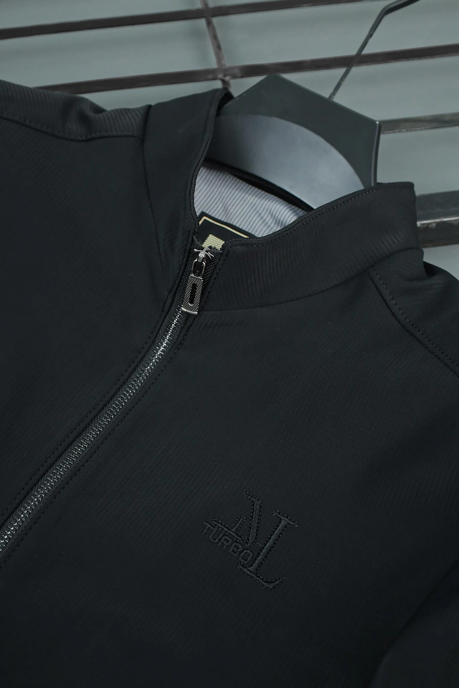 Full-Zip Bomber Imported Light Weight Jacket In Black - Image 3