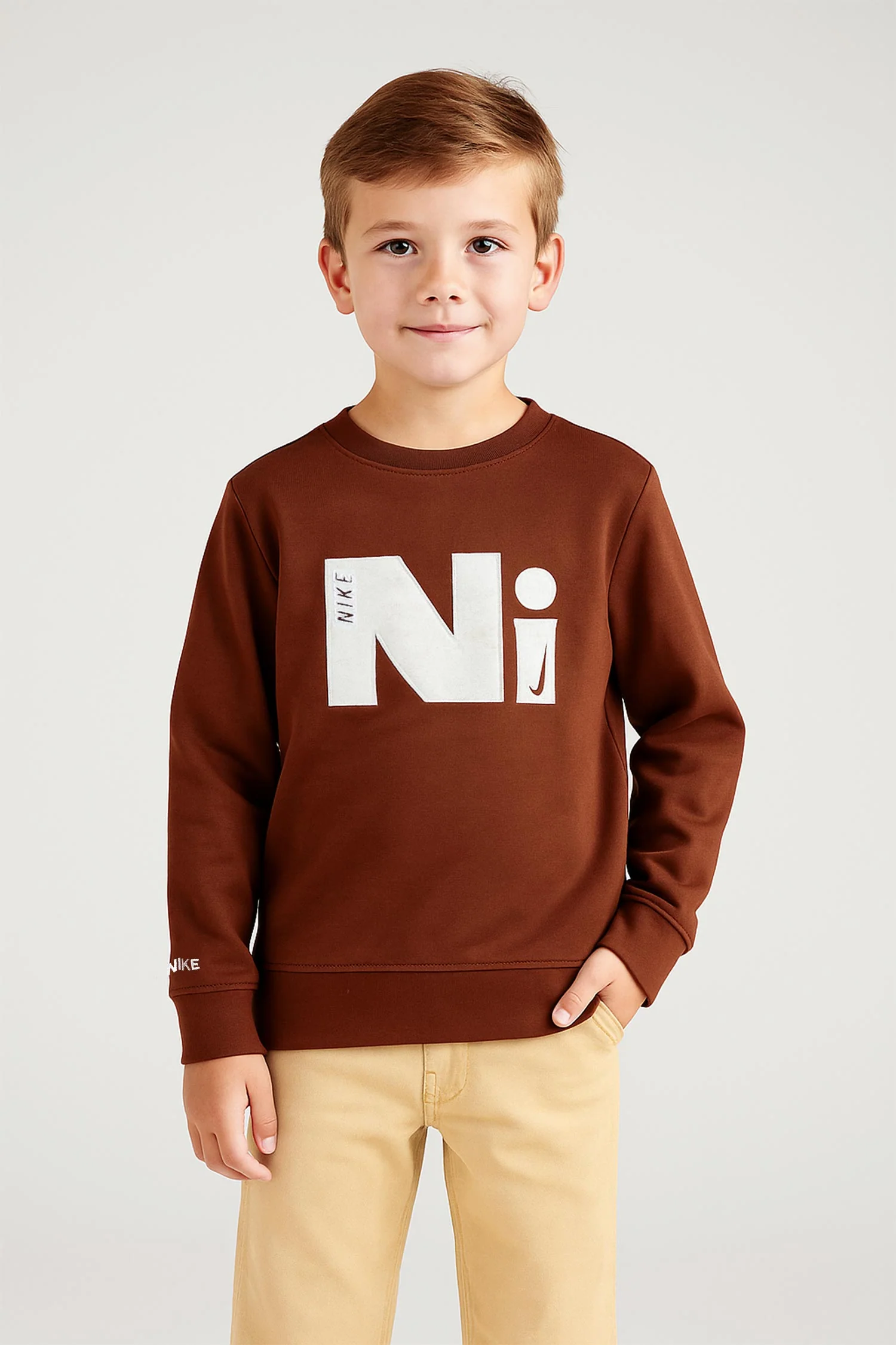 Nke Minimal Block Round Neck Unisex Kids Sweatshirt - Image 4