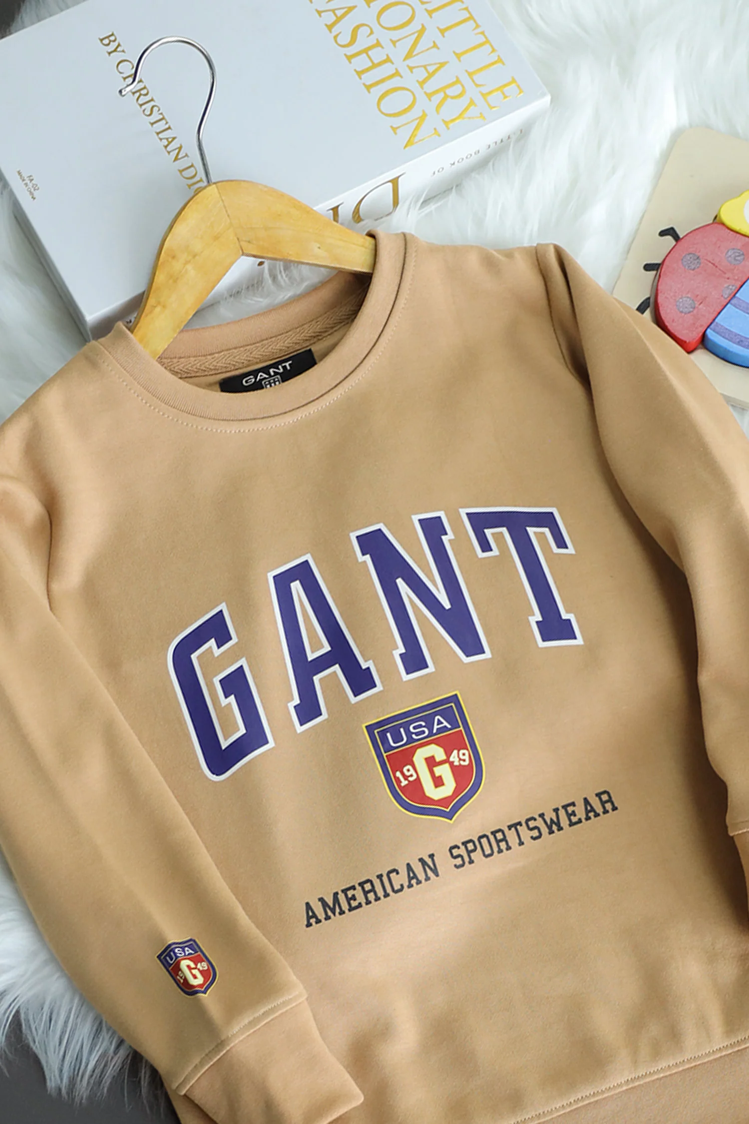 Gant Graphic TurtleNeck Imported Unisex Kids SweatShirt In Khaki - Image 4