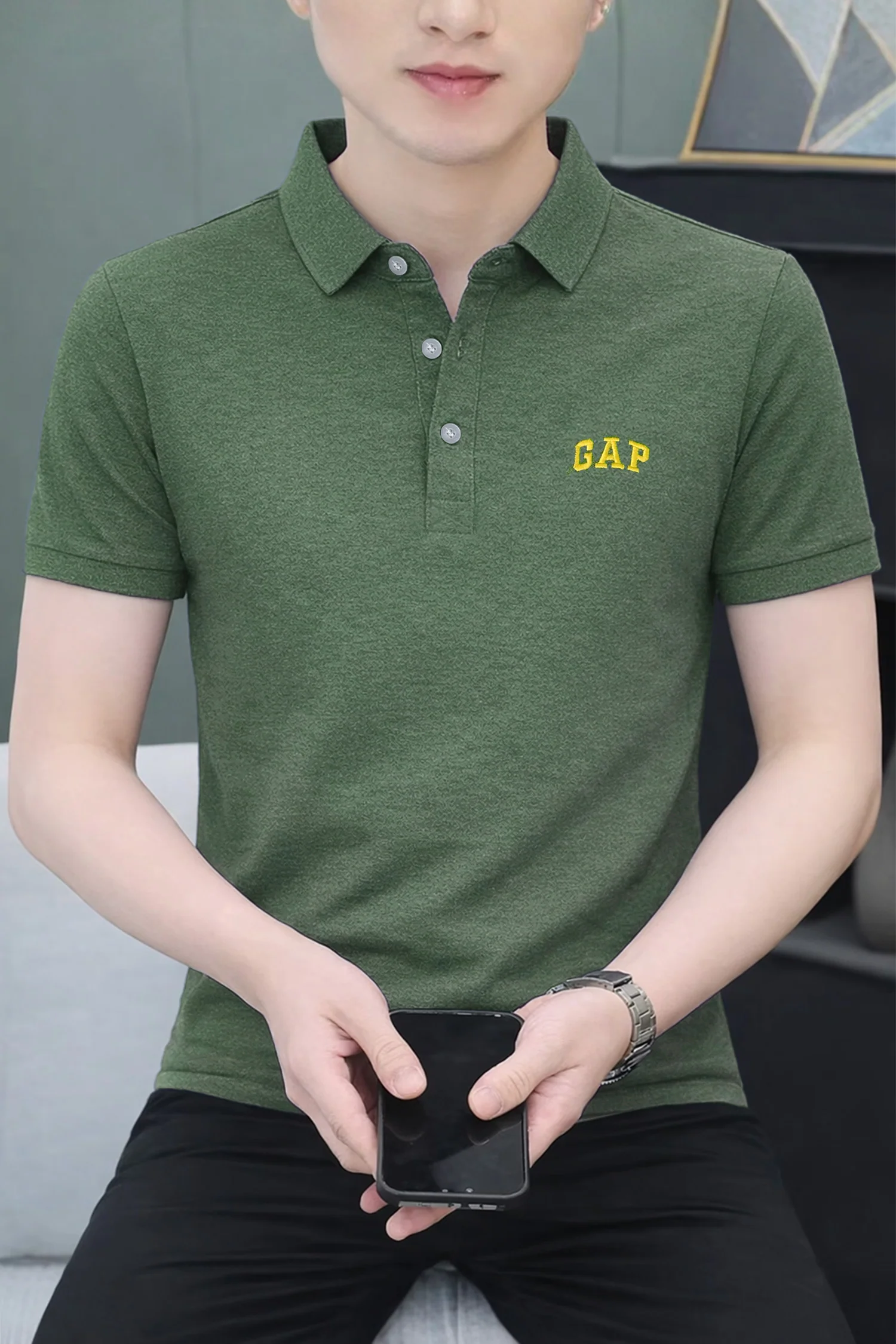 Gap Casual Edge Men's Polo Shirt In Light Green - Image 2