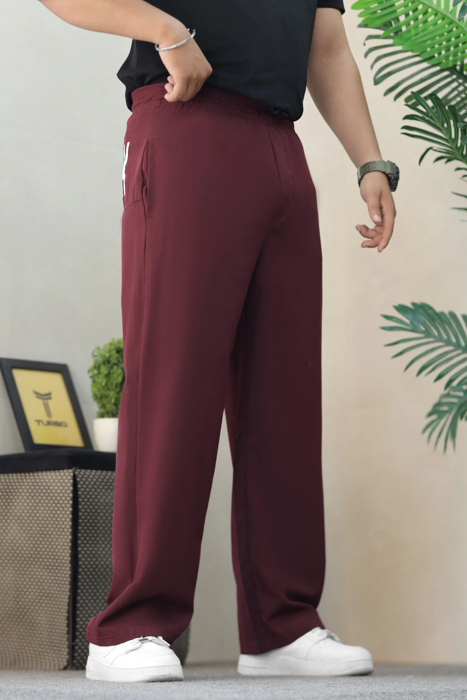 Gym Shrk Built Different Loose Bottom Trouser In Plum - Image 3