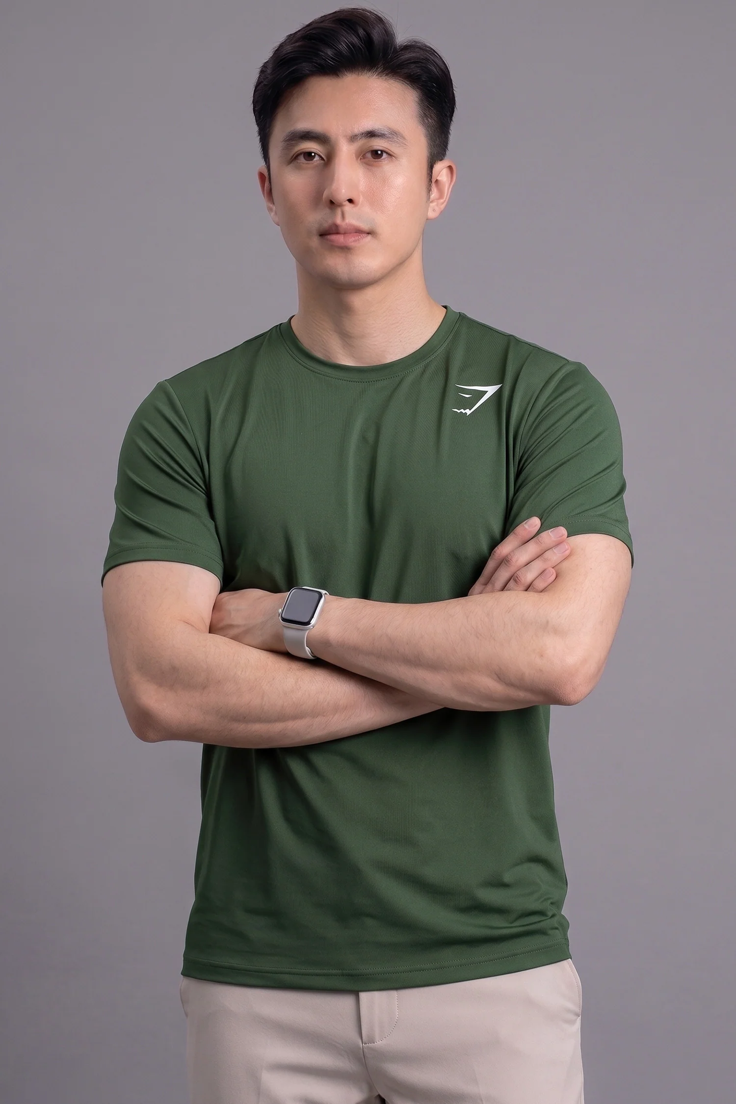 Gym Shrk Strength Arrival Dry-Fit Tee In Olive Green