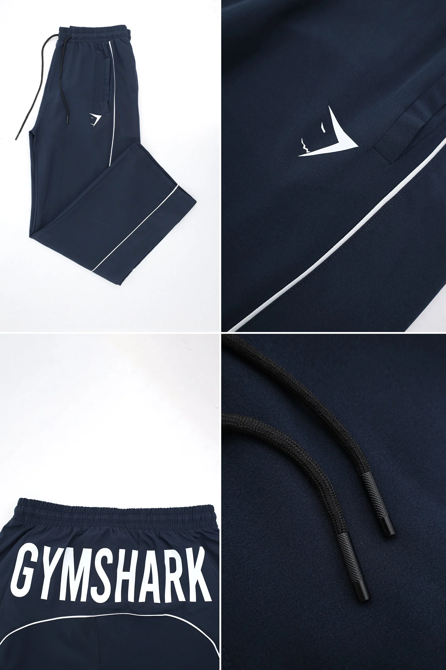 Gym Shrk Wide-Leg With White Piping Loose Bottom Trouser In Navy Blue - Image 4