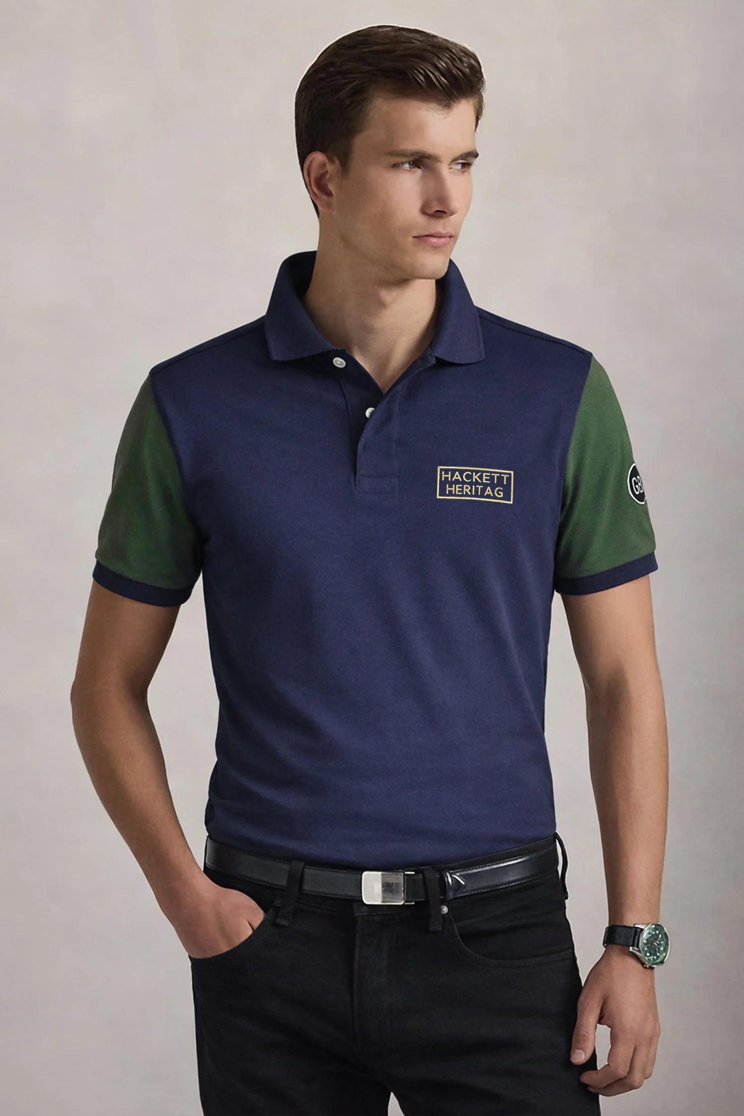 Hcket Heritag Colourblock Placement Men's Polo Shirt - Image 10