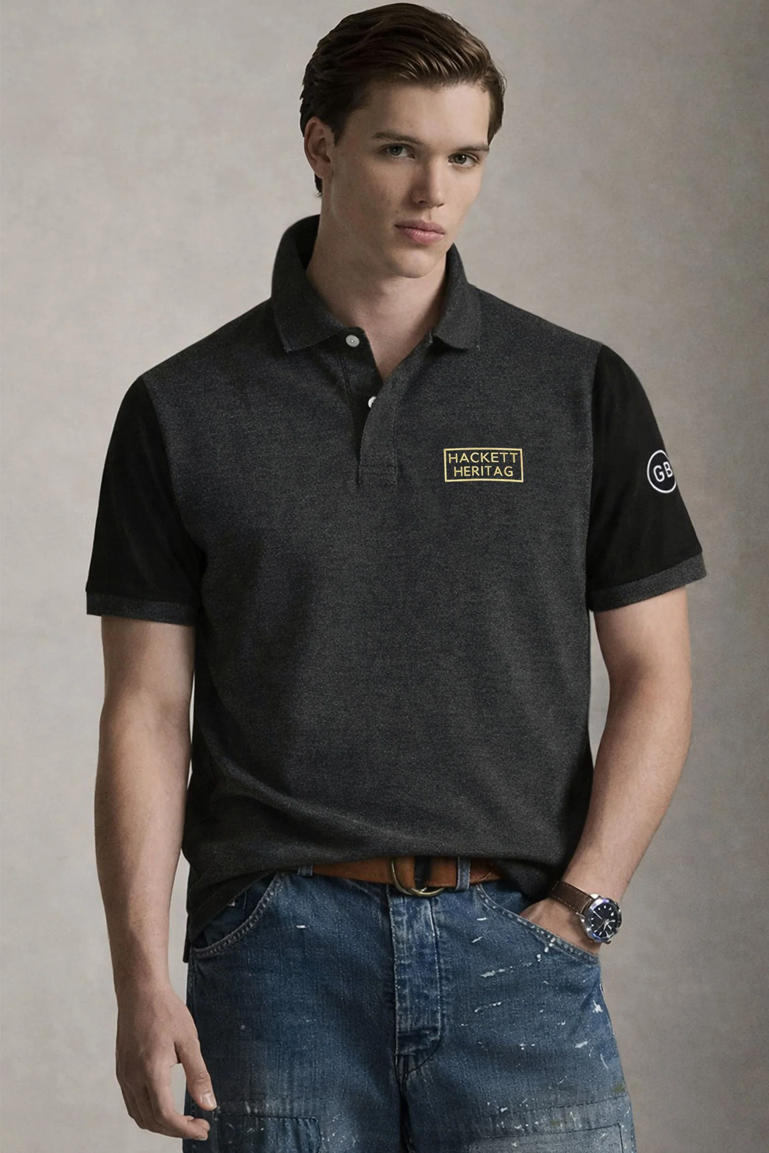 Hcket Heritag Colourblock Placement Men's Polo Shirt - Image 4