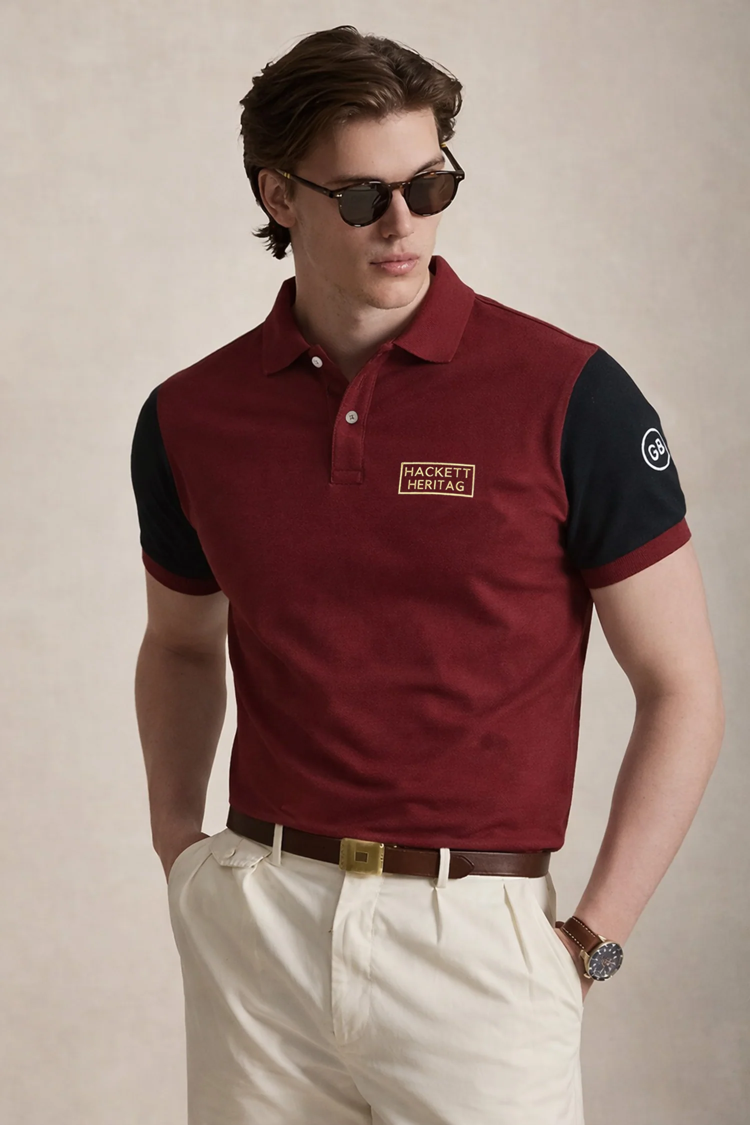 Hcket Heritag Colourblock Placement Men's Polo Shirt - Image 7