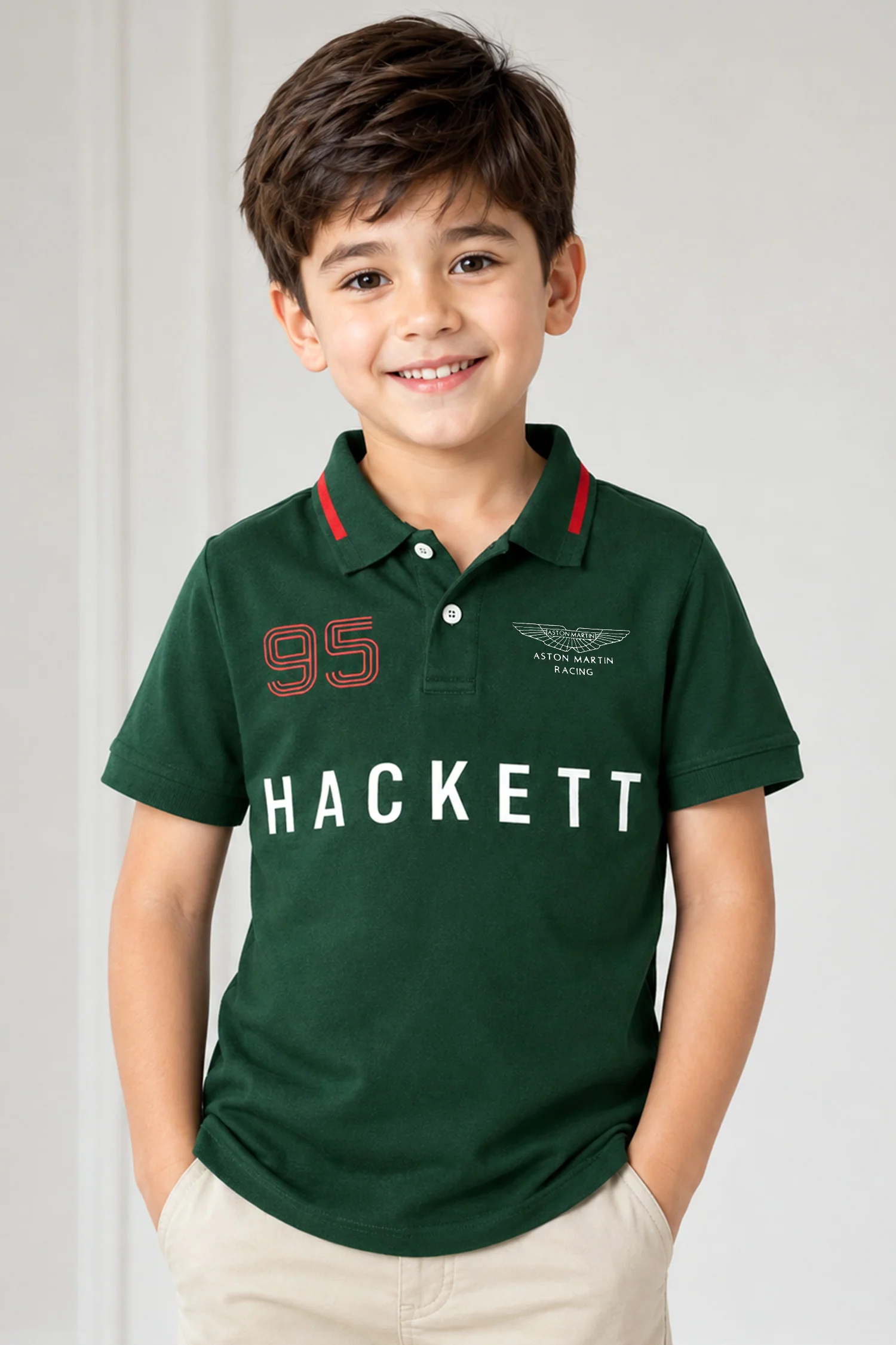 Hcket x Aston Martin Racing Addition Younger Kids Polo Shirt - Image 4