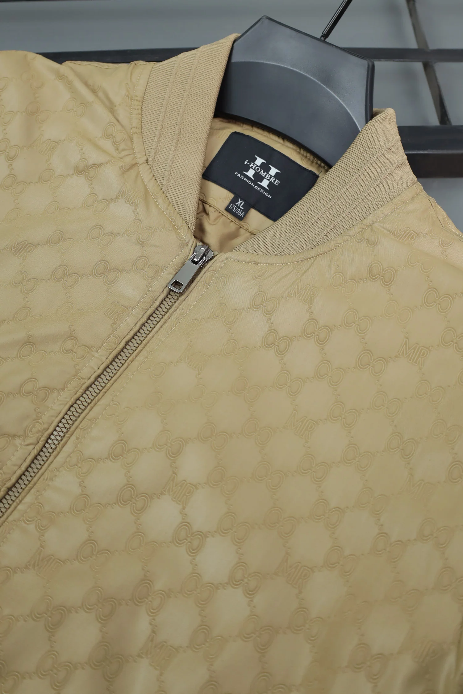 Hexagon Printing Imported Light Weight Jacket In Khaki - Image 3