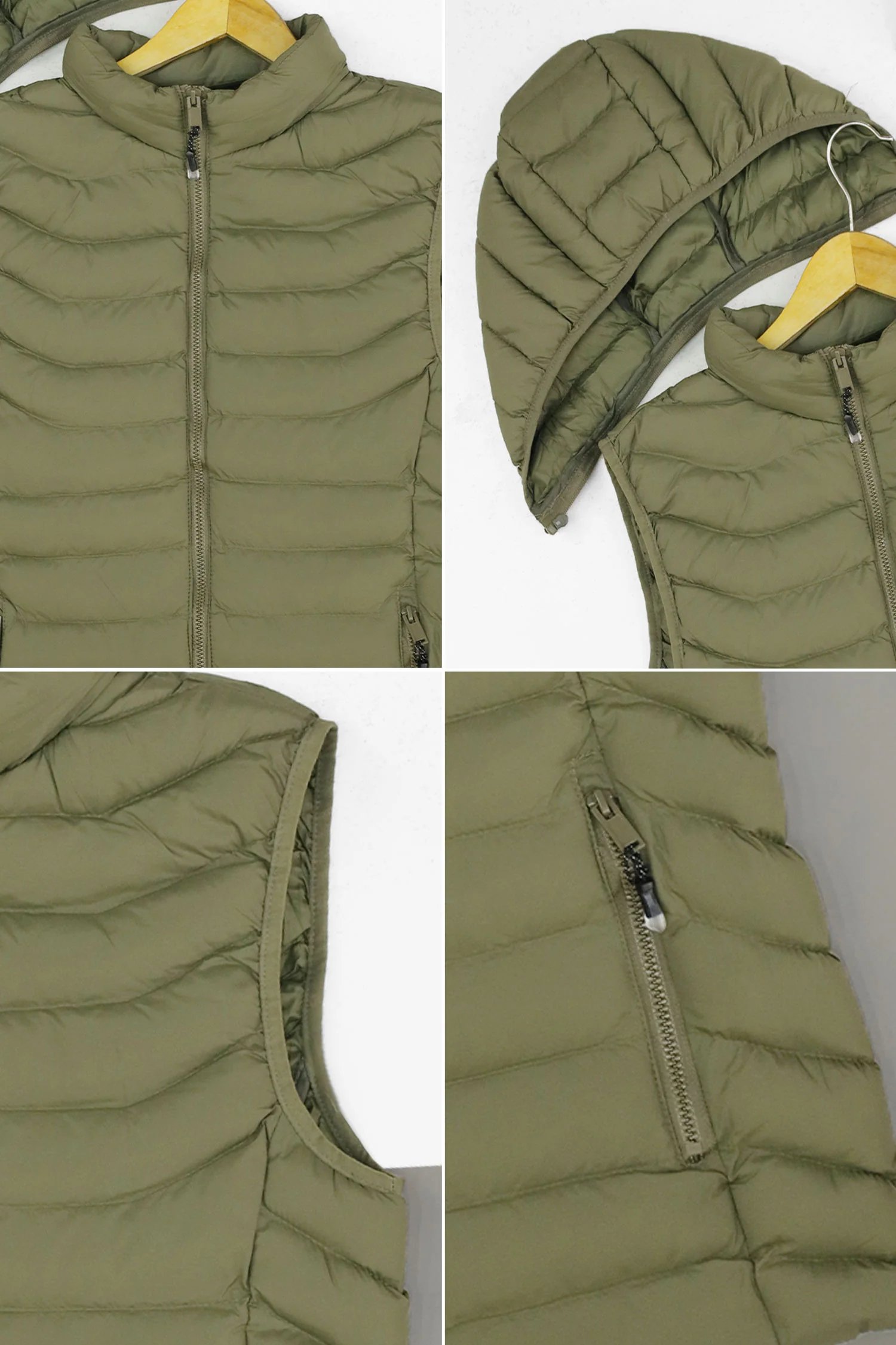 Hollow Padded Imported Men's Gilet In Olive - Image 5