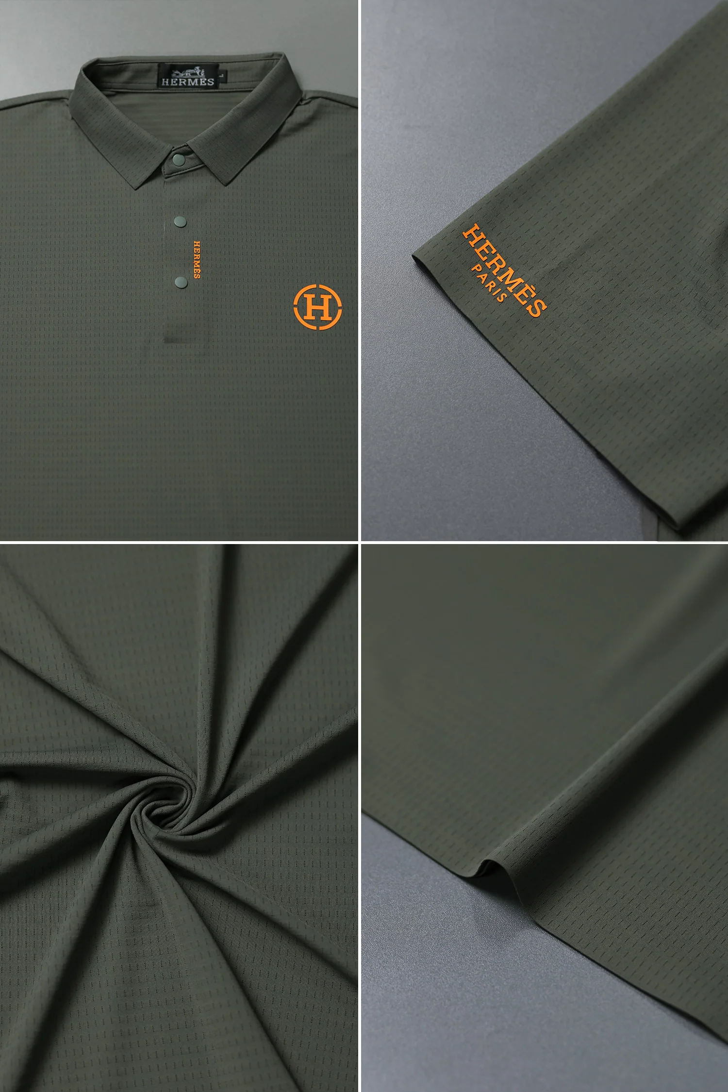 Hrms Orange Accent Logo Style Men's Polo Shirt In Thundar Grey - Image 4